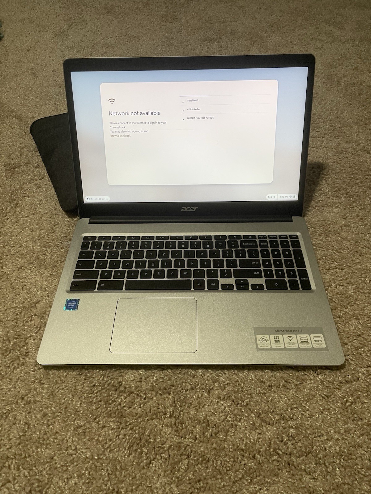 Acer Chromebook 315 15.6” HD Laptop, Intel Pentium N6000, 4GB RAM, 128GB eMMC
