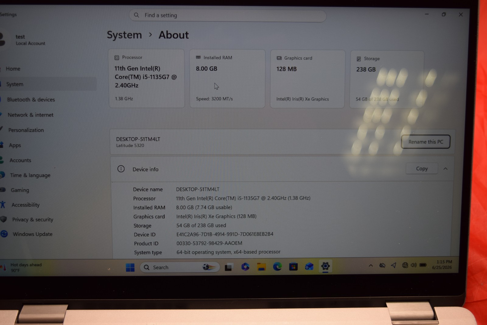 Dell Latitude 5320 13.3″(i5-1135G7 2.40GHz – 8GB RAM – 256GB SSD – Win11P- Touch