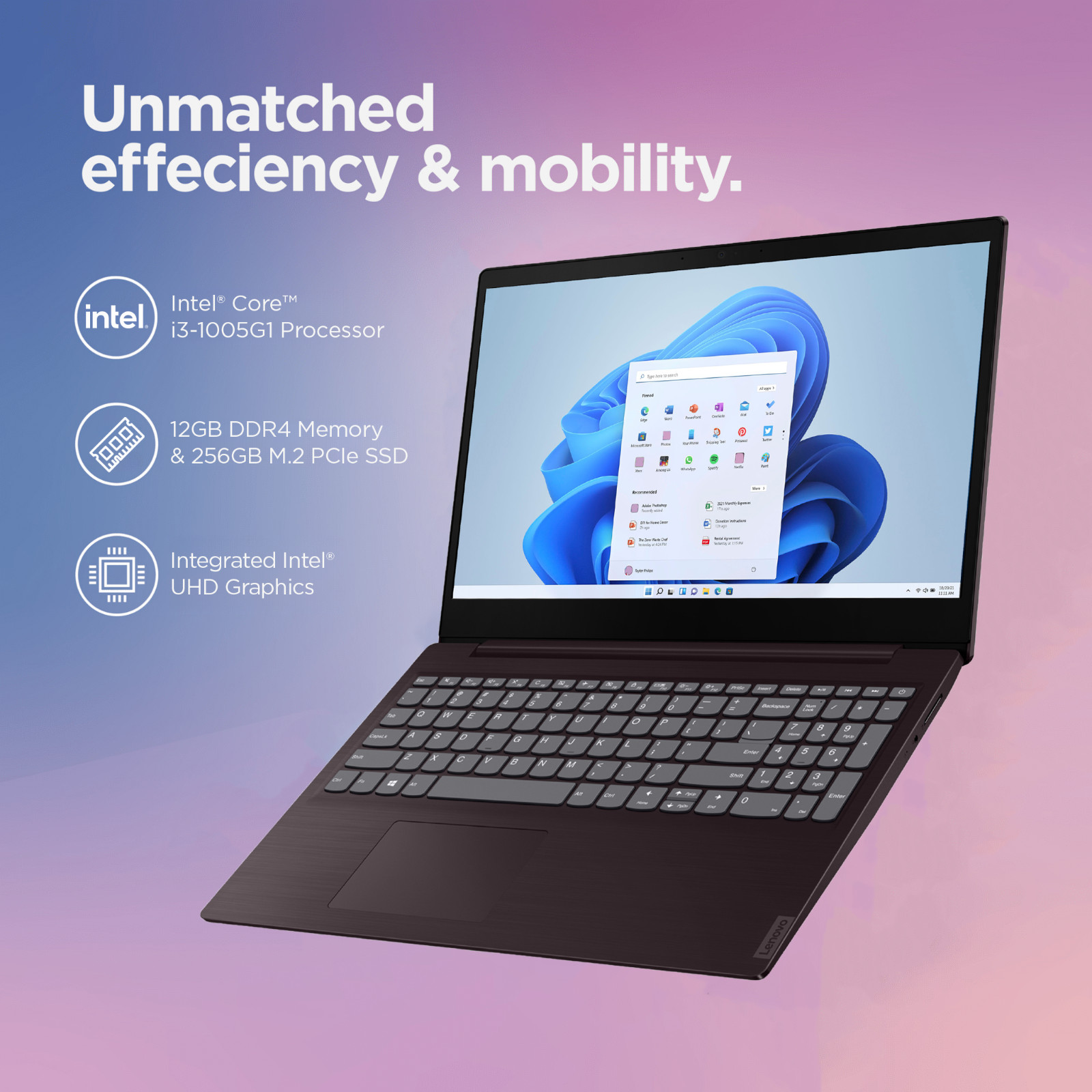 Lenovo IdeaPad Laptop 15.6″ Office 2024 Intel i3, 12GB RAM 256GB SSD Al Copilot