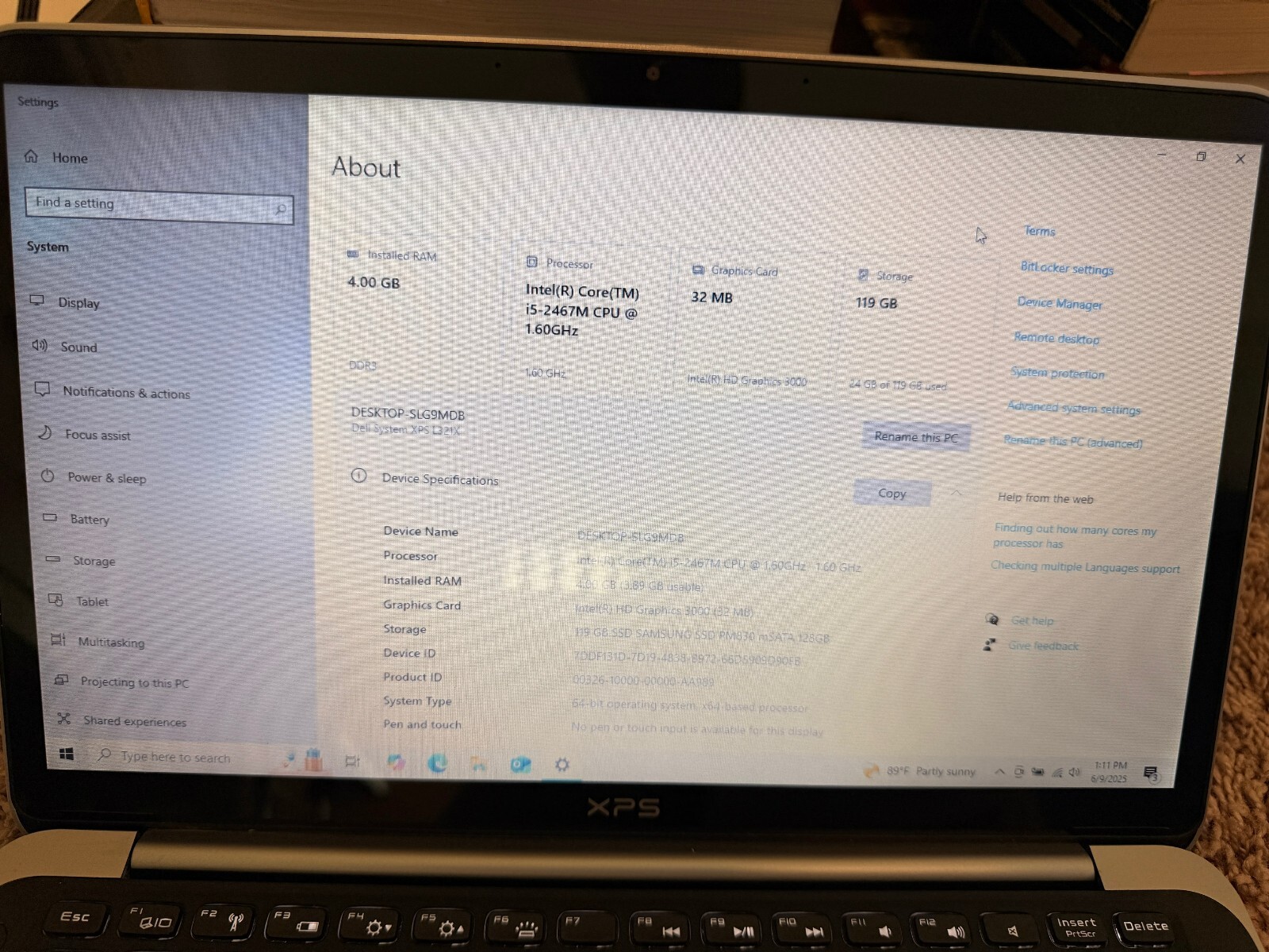 Dell XPS 13 L321X 13″ Intel Core i5 2nd Gen 1.6ghz 4GB RAM 128GB SSD