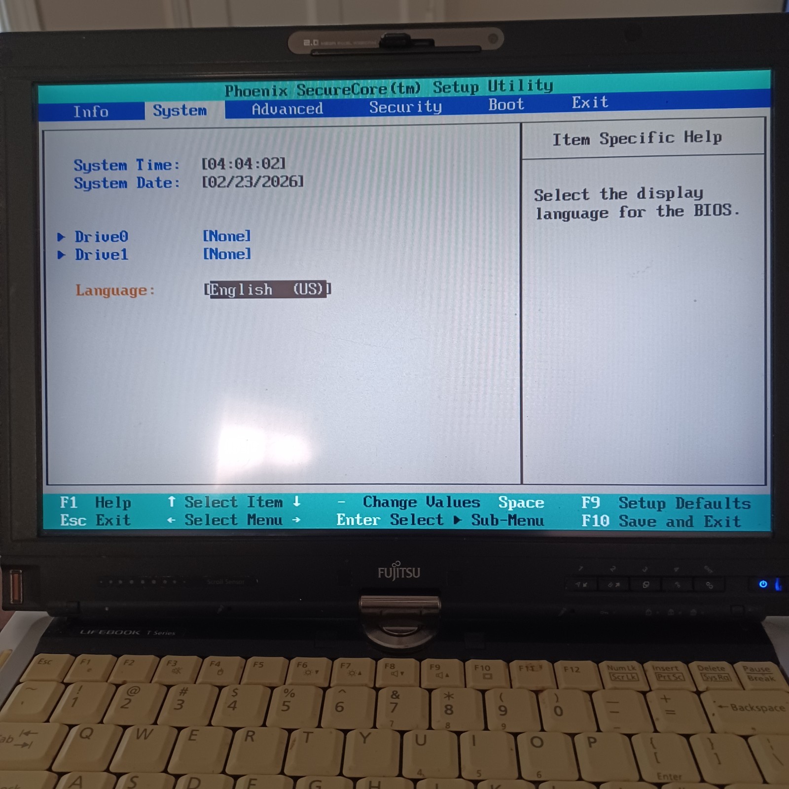 Fujitsu Lifebook T900 Intel Core i5 CPU M 520 2.40GHz 4GB Sometimes Boots BIOS