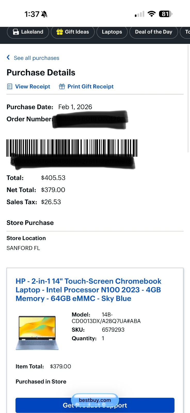 HP – 2-in-1 14″ Touch-Screen Chromebook Laptop – Intel Processor N100 2023 – 4GB