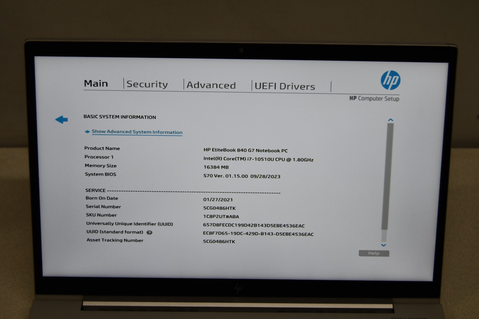 ^ HP Elitebook 840 G7 Intel i7-10510U @ 1.8GHz 16 GB RAM 512 GB SSD W11 #X8104