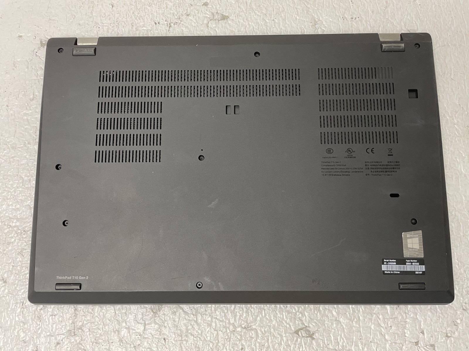 Lenovo ThinkPad T15 Gen 2 Intel i5-1135G7 @2.40GHz 16GB RAM NO SSD For Parts