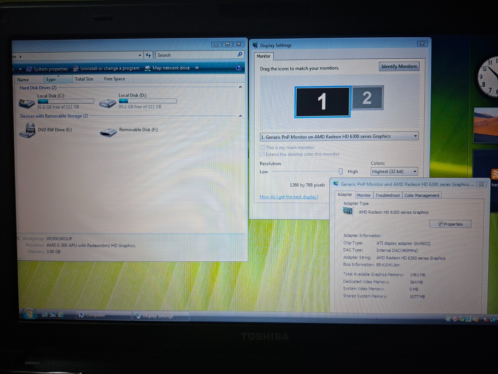 Toshiba Satellite C660D-1CV PSC1YE Laptop 15.6″ 3GB 240GB Windows Vista/7 Dual
