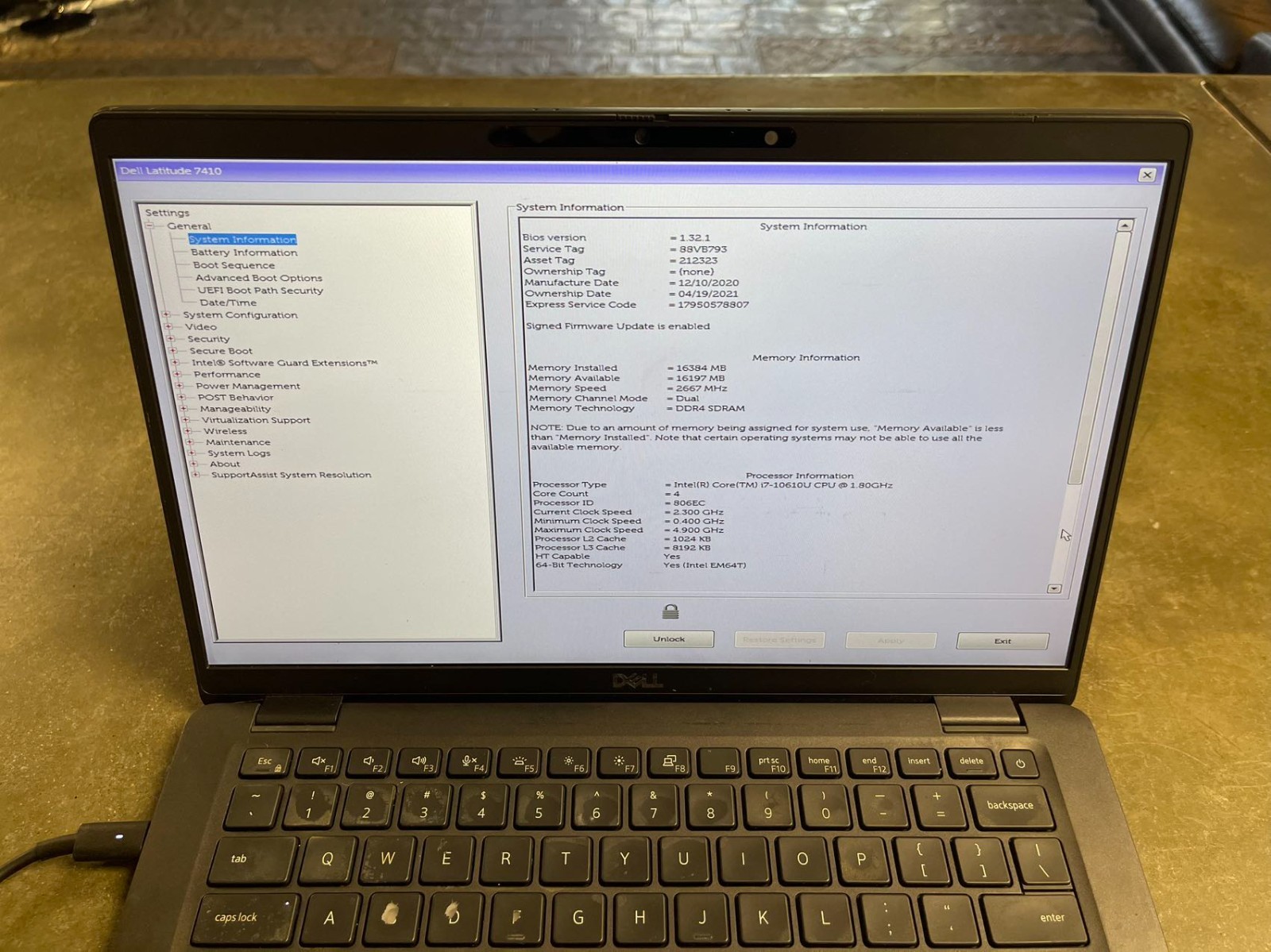 Dell Latitude 7410 14″ i7-10610U 16GB RAM Laptop Screen Keyboard Motherboard
