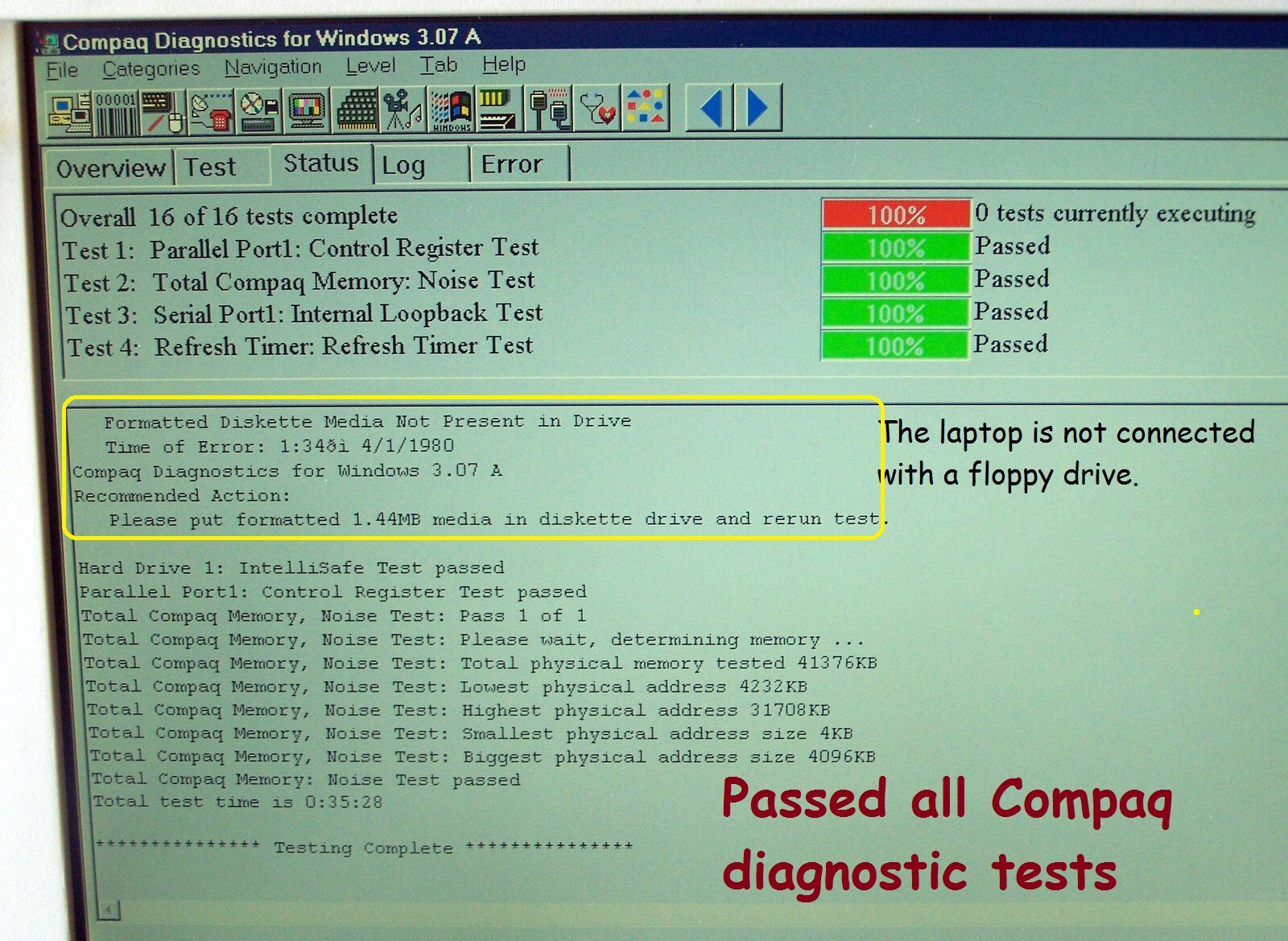 Vtg 1997 Compaq Armada 7792 Intel P2 Win-98 Serial Parallel-ΝΟ 1700 ibm dos e500