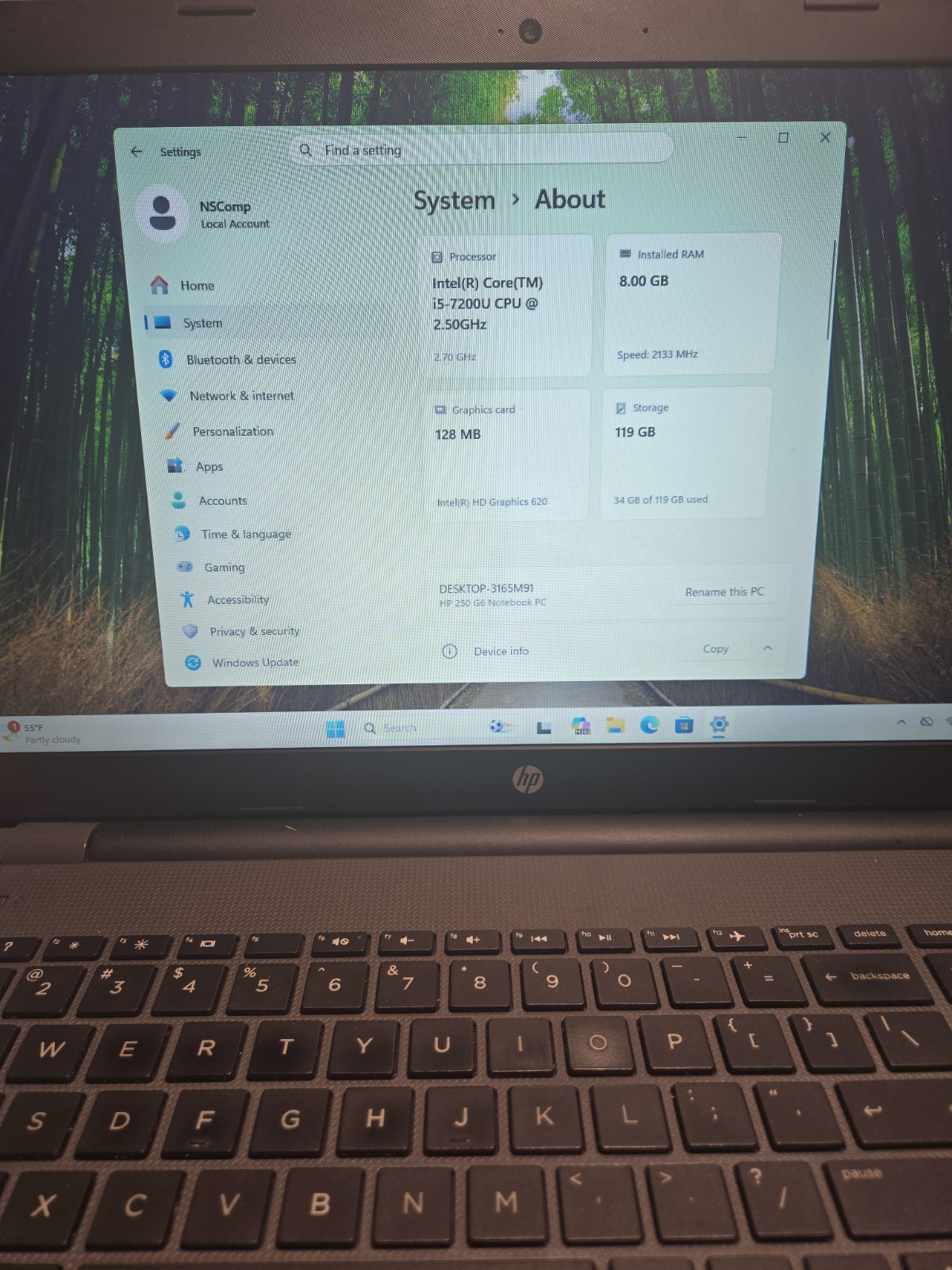 HP 15″/i5-7200u/8Gb/ssd 127Gb/Camera/../ Battery Is BAD/ NO AC #17