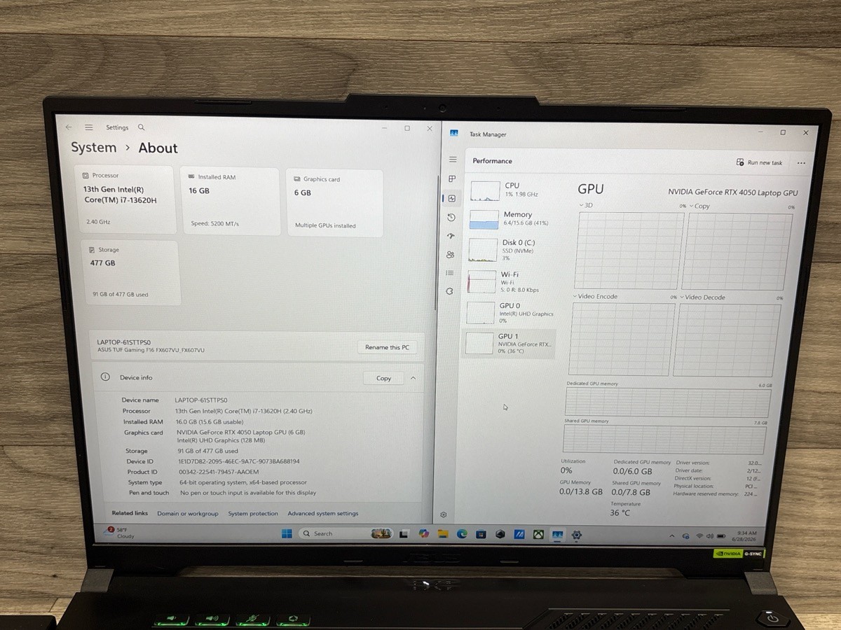 ASUS TUF Gaming F16 FX607VU-DS73 i7 RTX 4050 Laptop (A1D032607)