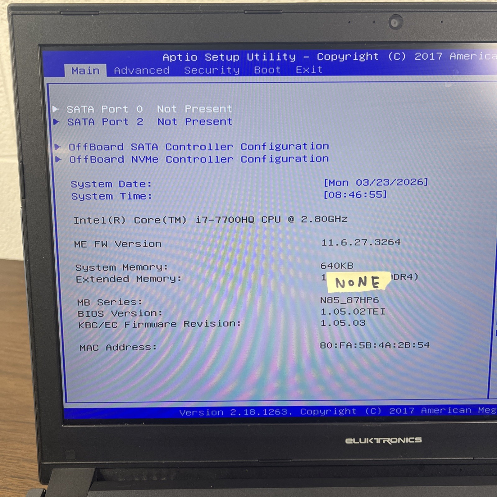 Eluktronics Eluktro Pro N870HP 17.3″ Core i7-7700HQ 2.8GHz Laptop – Barebones