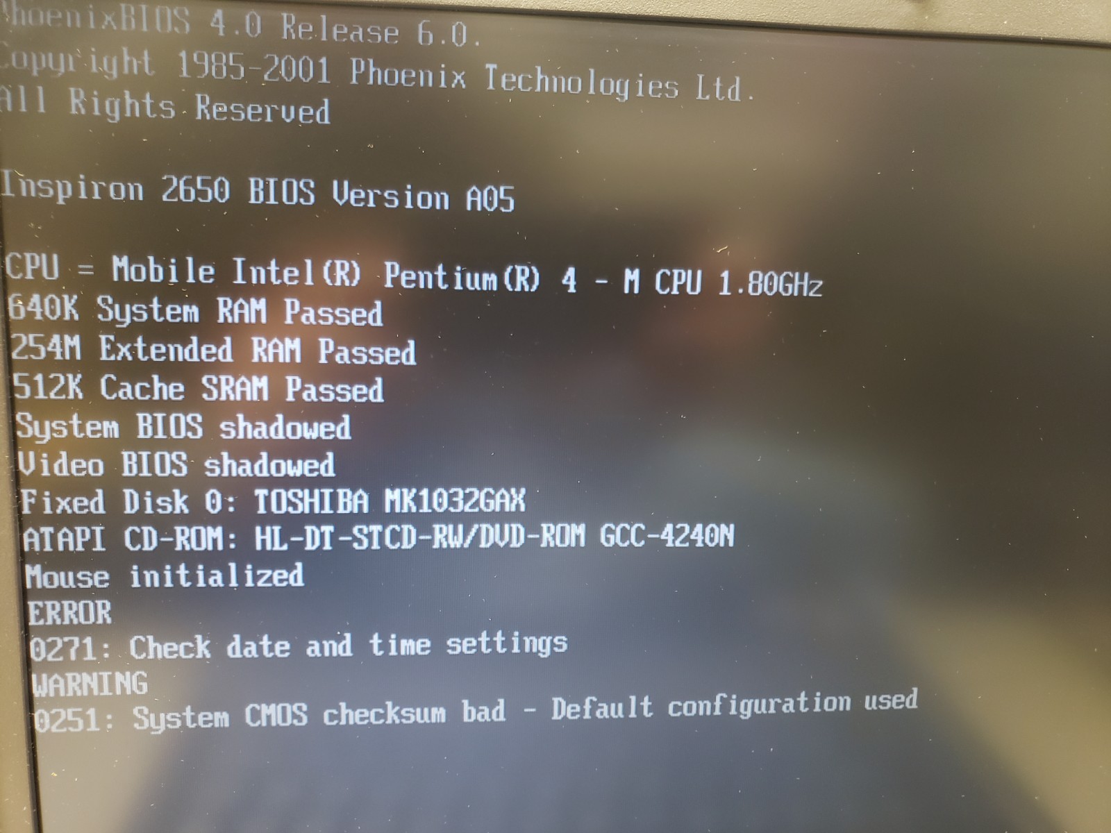 Vintage Dell Inspiron 2650 Intel Pentium 4 256MB 100GB Windows XP Laptop 15″