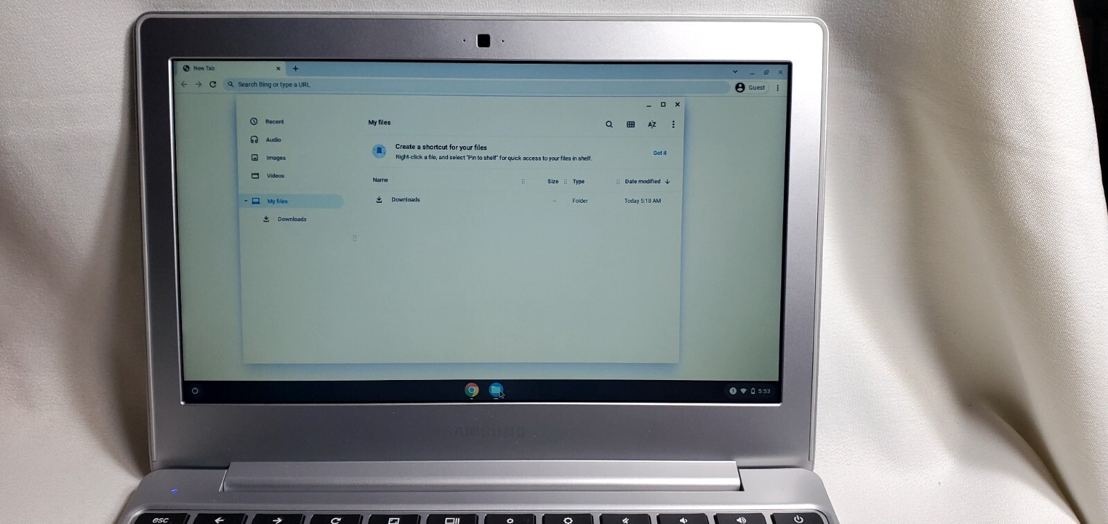 Samsung Notebook – XE500C12K01US Soft Top No Power Cord Preowned
