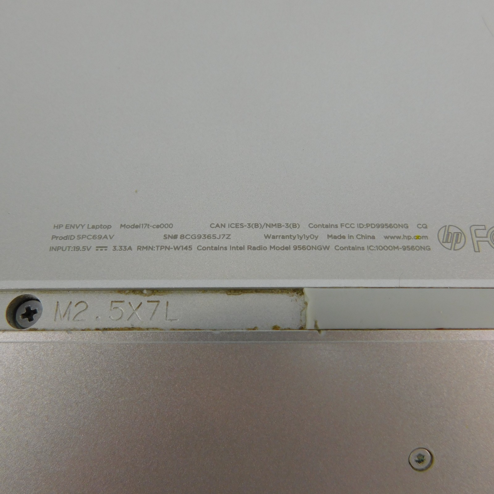 HP Envy Laptop 17t-ce000 17.3″ Touch Screen No battery or HD – FOR PARTS ONLY