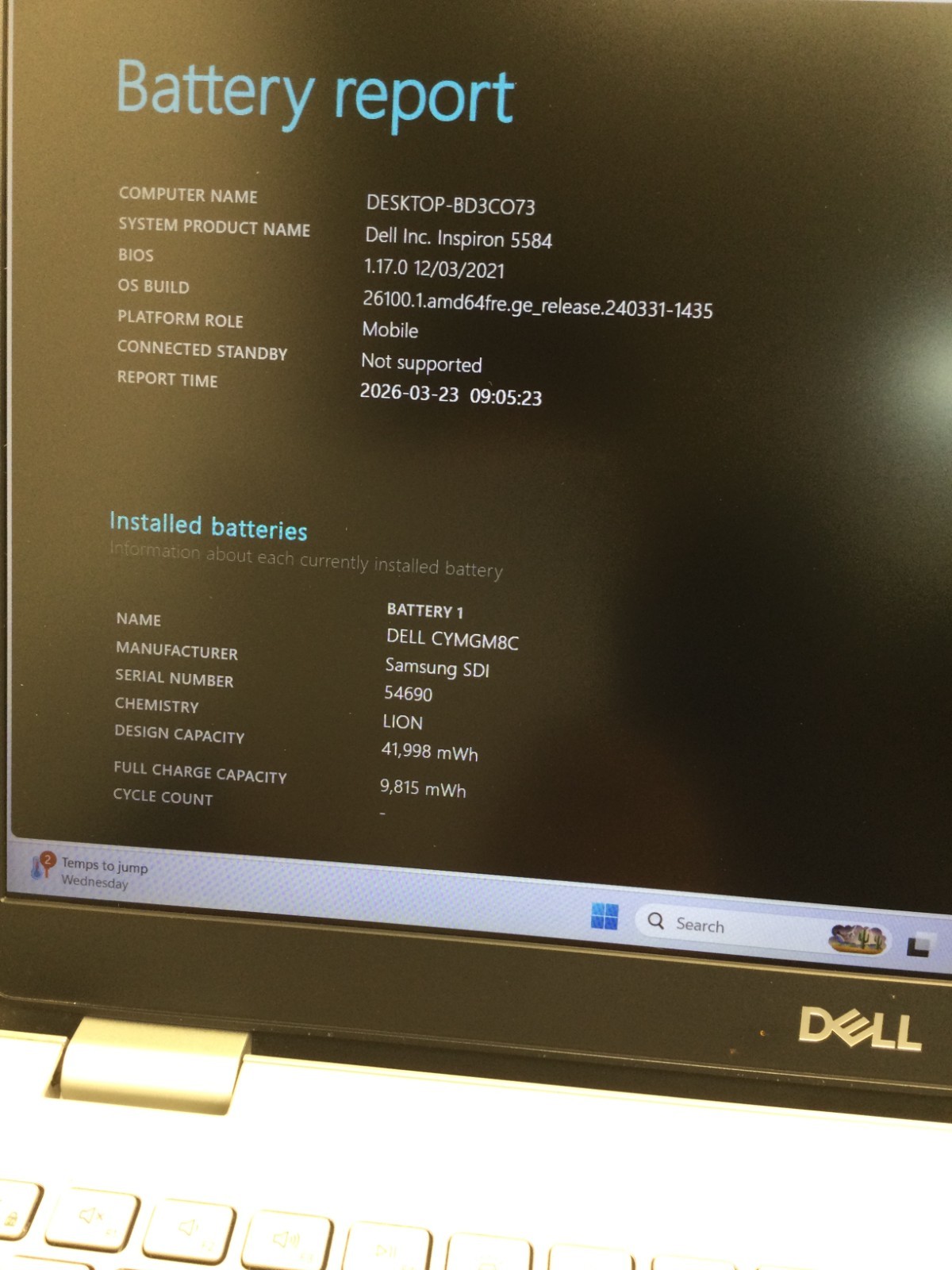 dell inspiron 5584 core i7-8565u @1.80ghz 15.6” 8GB RAM 256GB SSD WIN 11 PRO