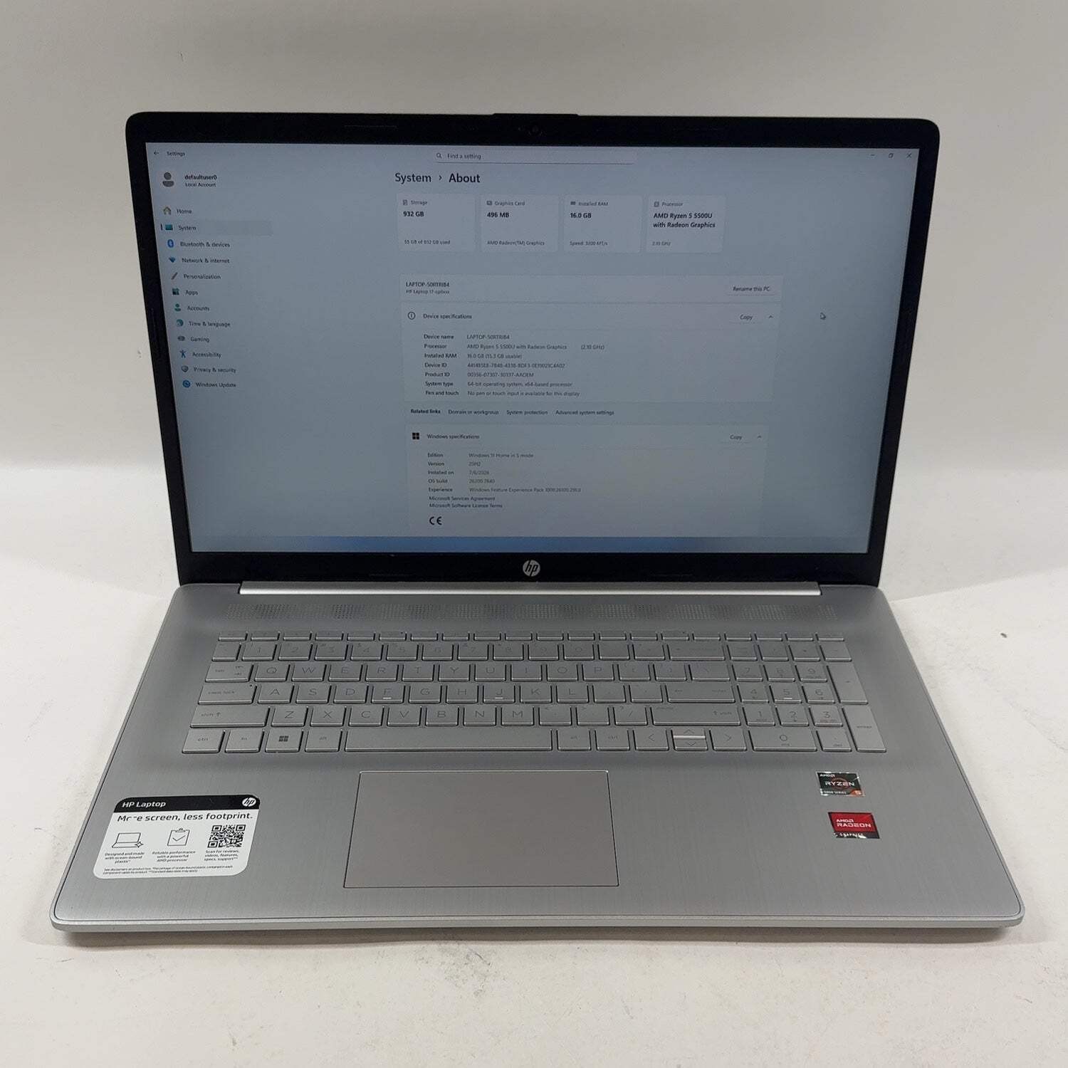 HP Laptop 17-CP0700DX 17″ Ryzen 5 5500U 2.1GHz 16GB RAM 1TB SSD