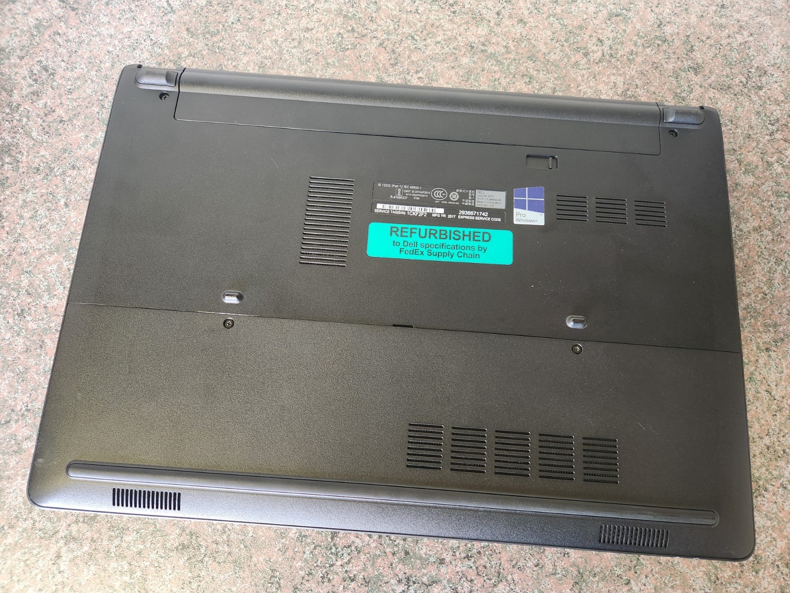 Dell Latitude 3470 laptop, 14″ screen, no power cord, no hard drive, for parts