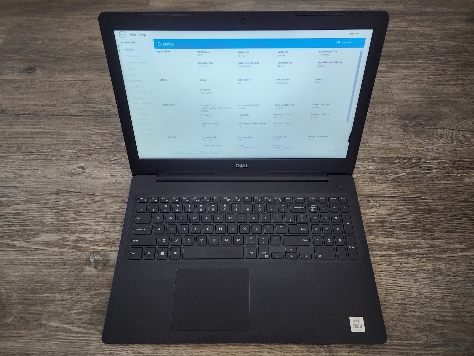 DELL INSPIRON 15 3593 LAPTOP/NOTEBOOK PC INTEL CORE i7-1065G7 CPU GOOD BATTERY