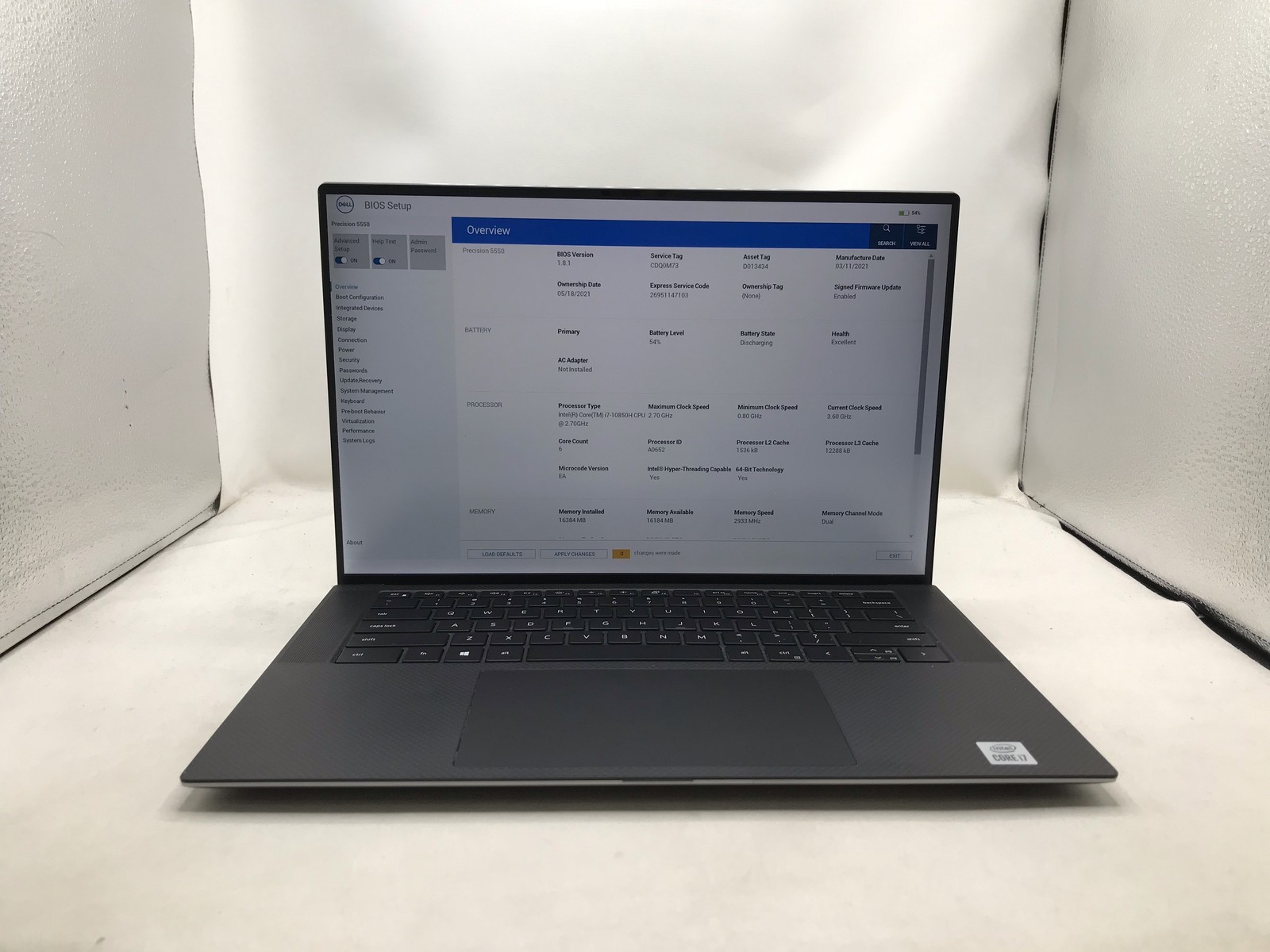 DELL PRECISION 5550 15″ i7 2.7GHz 16GB RAM 512GB SSD-GRADE C-LOW BATTERY HEALTH