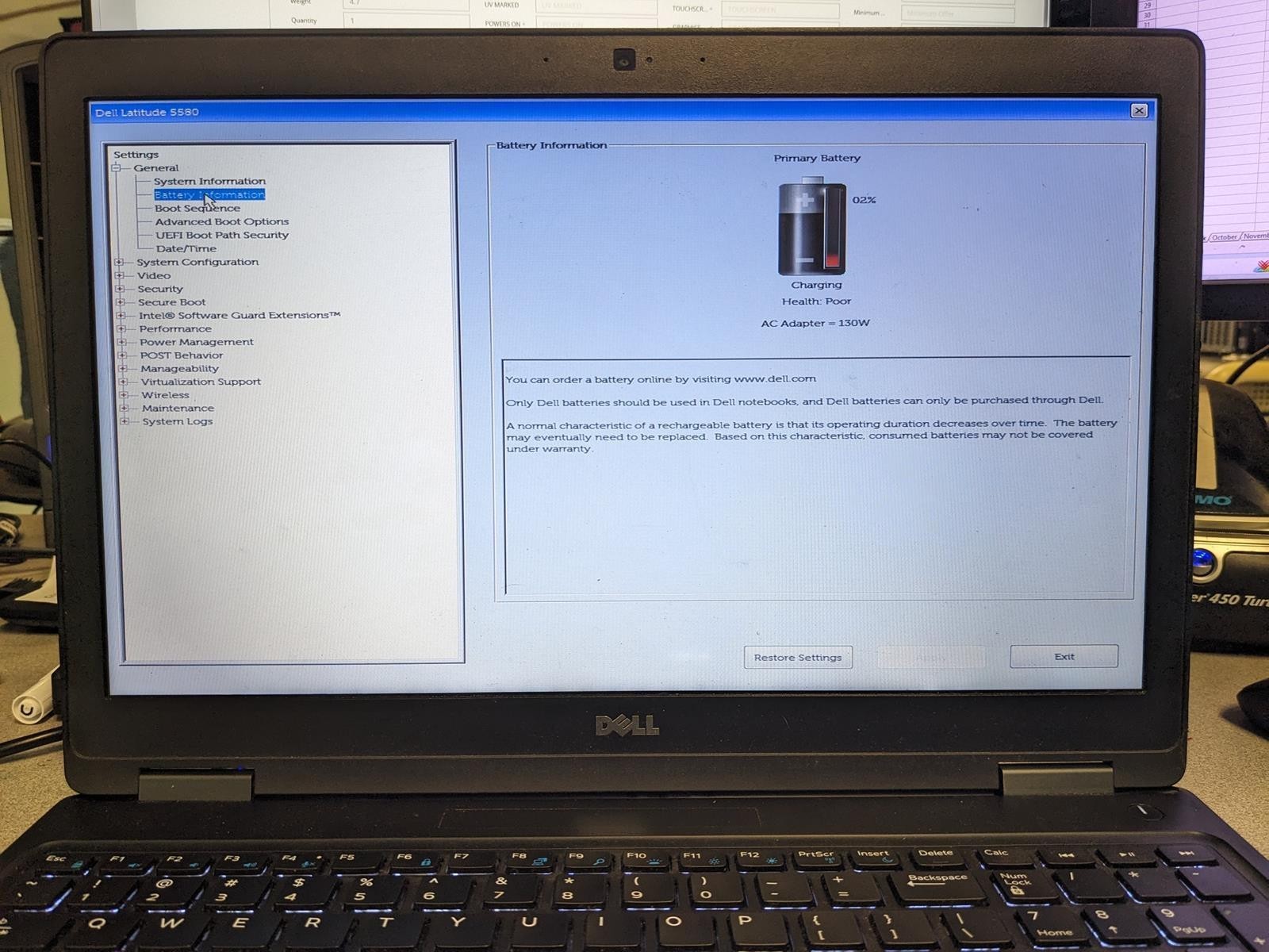DELL LATITUDE 5580 I5-6440HQ @ 2.60GHz, 8GB RAM, NO HDD/OS