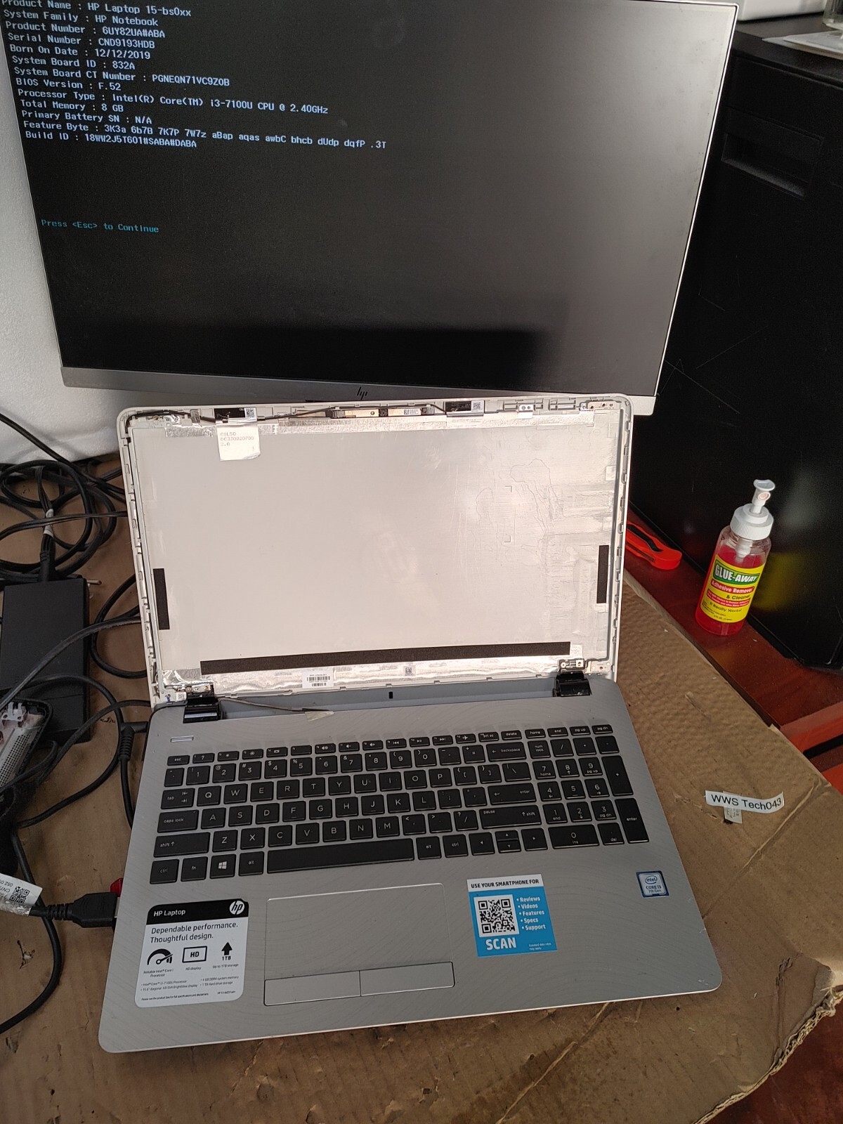 HP Notebook 15-bs0xx Core i3-7100U@ 2.4Ghz NO RAM ,NO HD ( Selling Motherboard)
