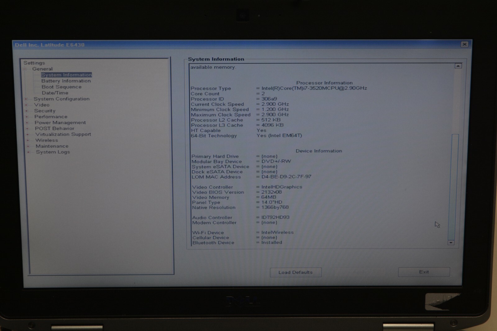 Dell Latitude E6430 i7-3520M @ 2.90GHz 4GB RAM No HD #L7