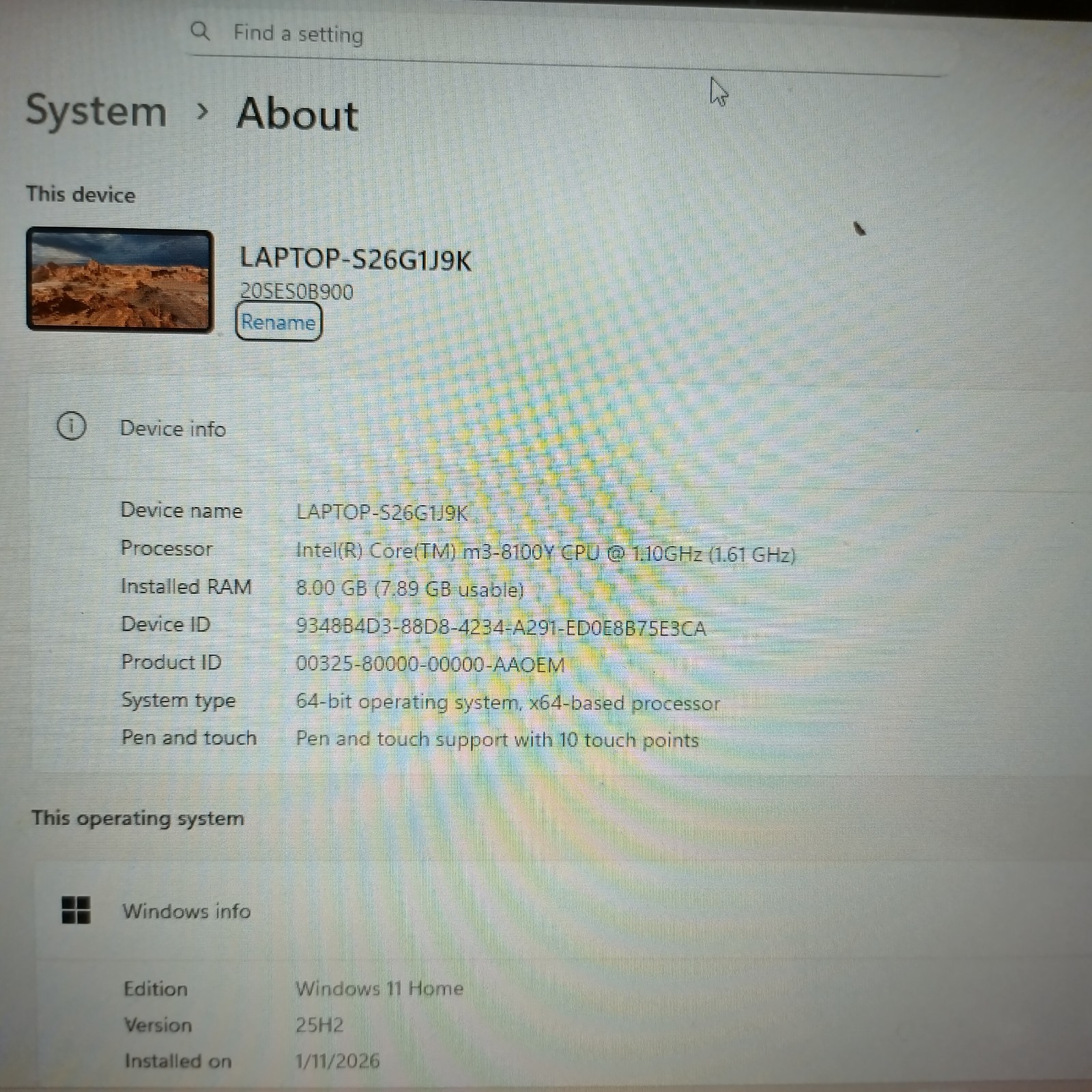 Lenovo Yoga 6th Gen ThinkPad 11e 2-in-1 8GB RAM 256GB SSD Intel M3-8100Y 1.10GHz