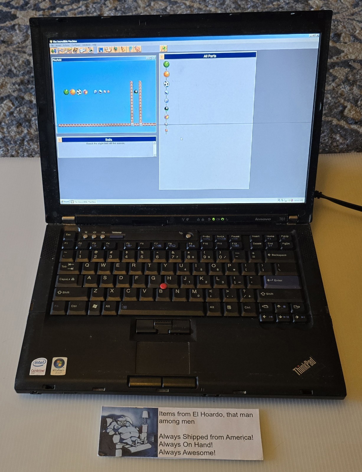 Lenovo ThinkPad T61 14″ Win XP Laptop 2.0 Ghz nVidia, 1440×900 2GB Ram 40GB HDD