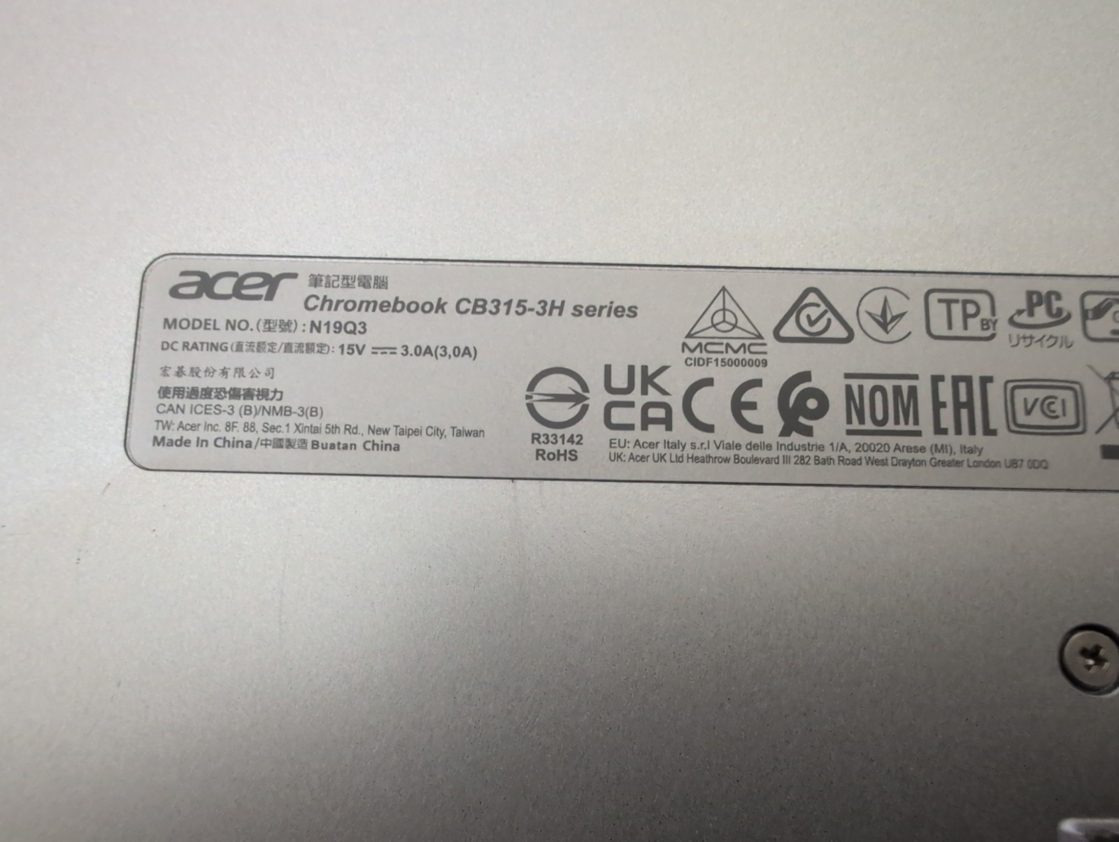 Lot Of 2 x Acer Chromebook CB315-3H- Series Model N19Q3 Broken Screens