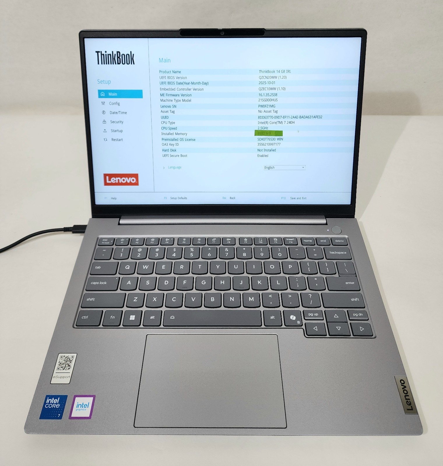 *TOUCH ISSUE*Lenovo ThinkBook 14 G8 IRL 14″Touchscreen Core7-240H(NO RAM,SSD,AC)