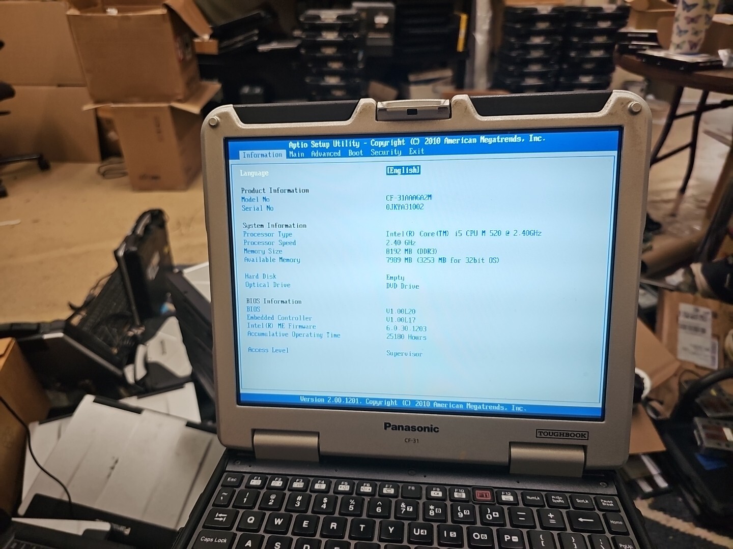 Panasonic Toughbook CF-31 MK-1 i5 520M @ 2.40GHz 8GB RAM DDR3 ( 25180HRS)