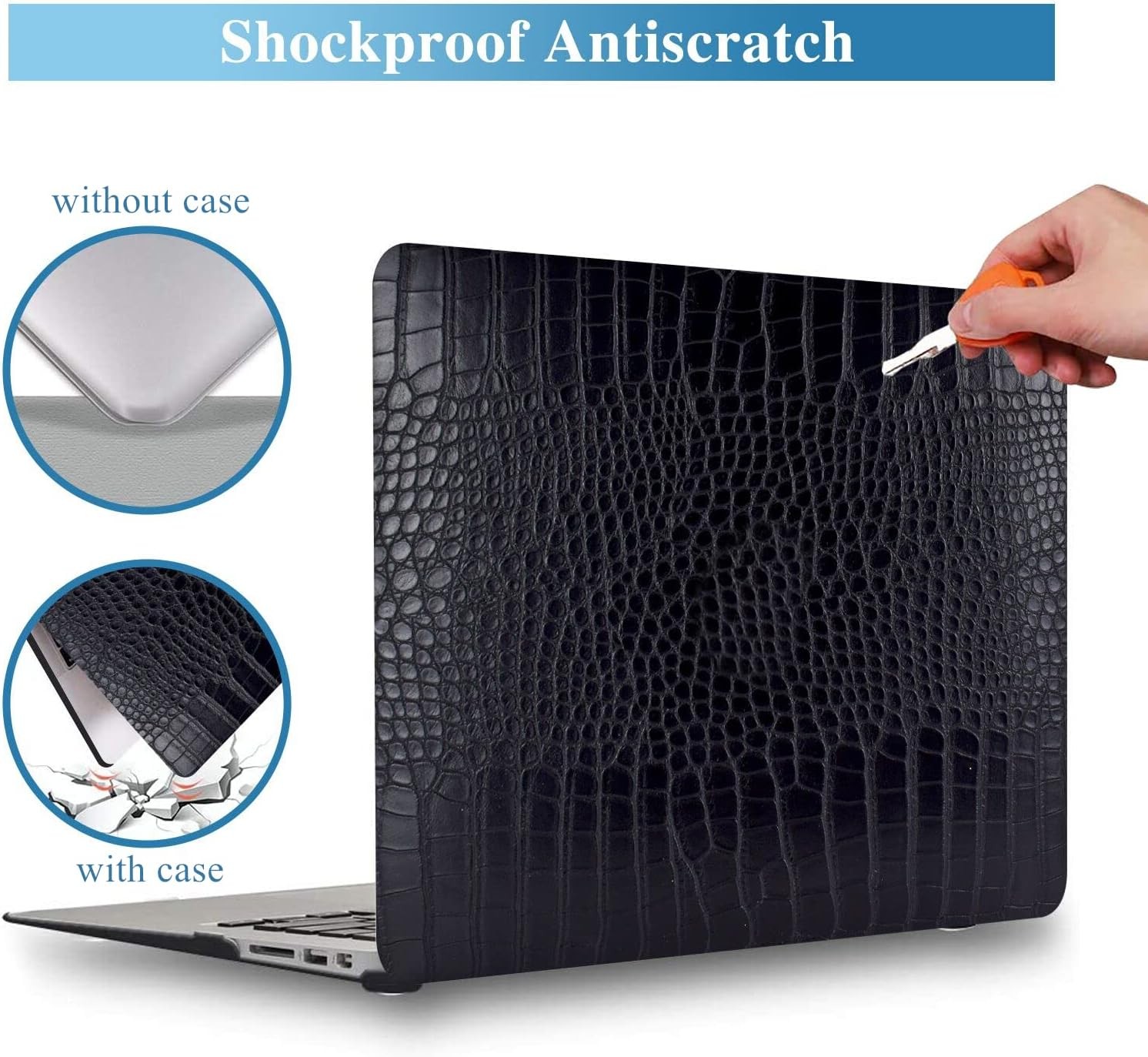 Crocodile MacBook Pro 15 inch Case 2019 2018 2017 2016 Release A1990 A1707 Black