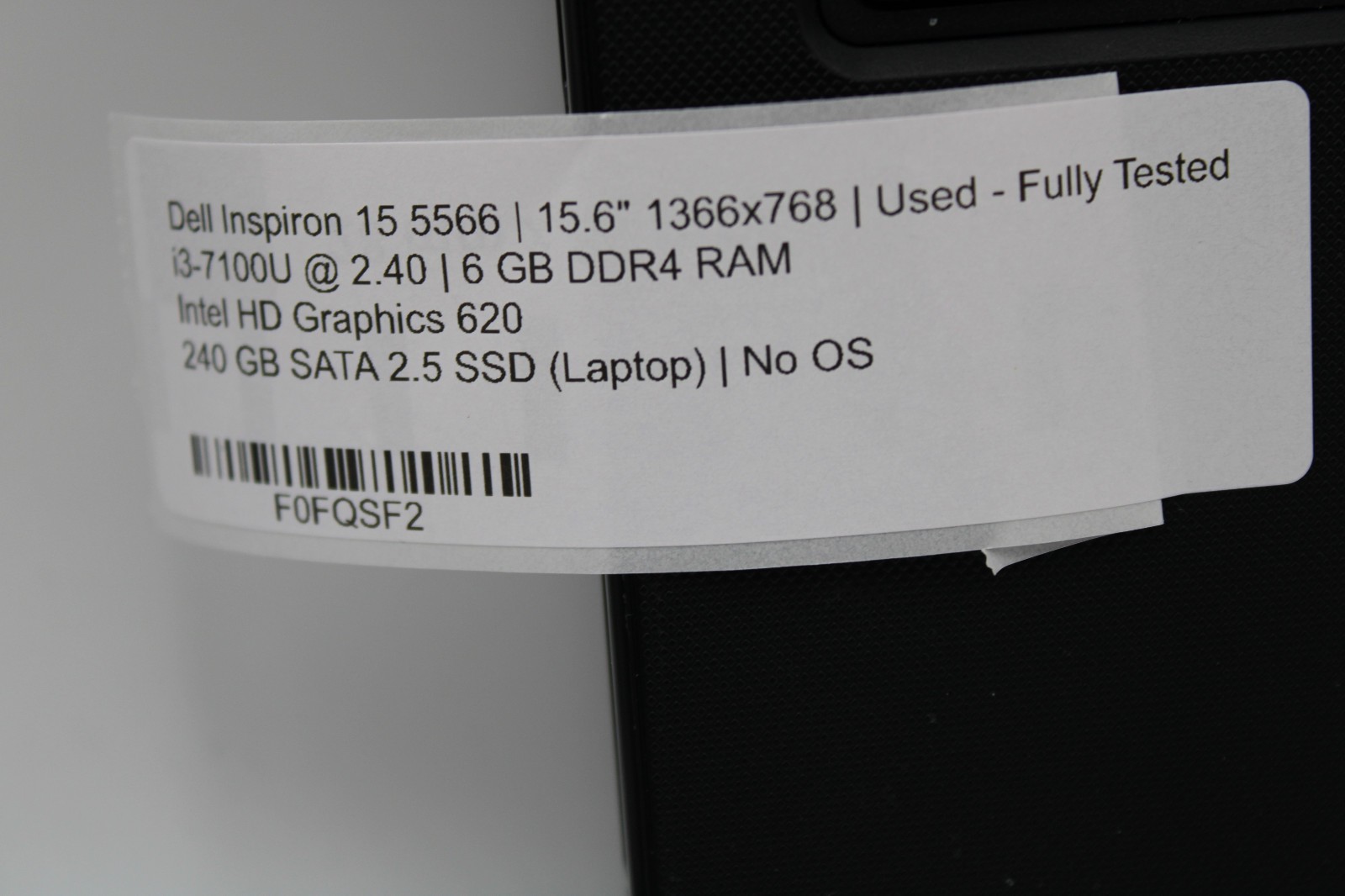 Dell Inspiron 5566 Touch i3-7100U @ 2.4 GHz 6GB RAM 240GB SSD No OS