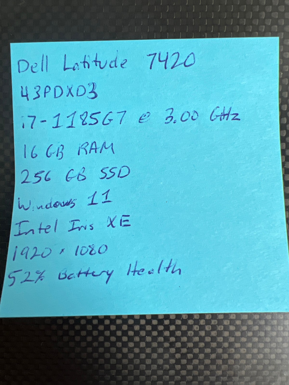 Dell Latitude 7420 Intel Core i7-1185G7 @ 3.00GHz 16 GB 256GB SSD 14″