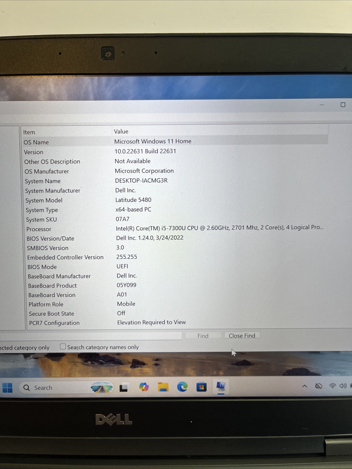 Dell Latitude 5480 i5-7300U 2.60GHz 8/512GB Win11H HD620 1920x1080x60Hz 14″ #307