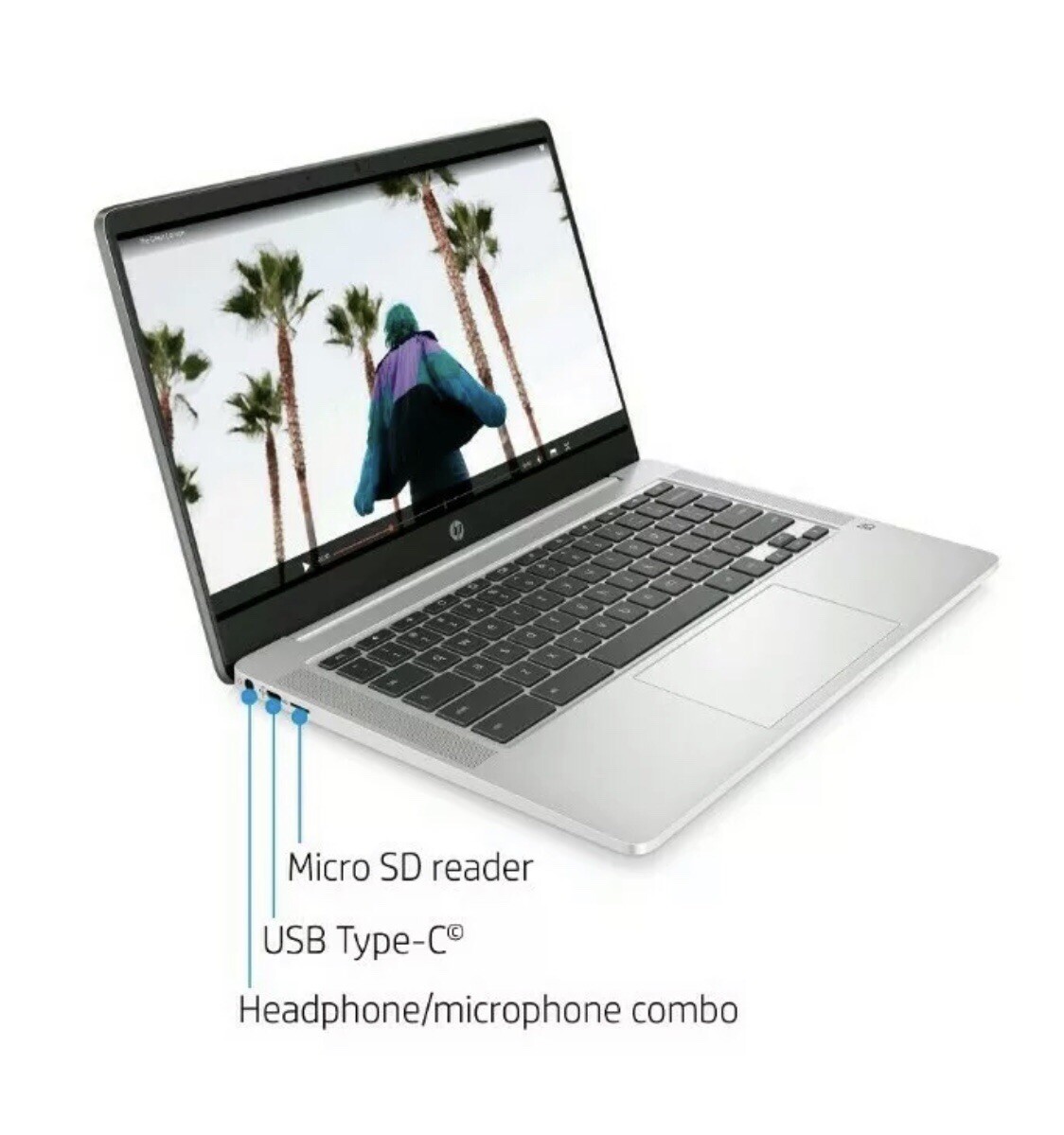 NEW HP Chromebook 14” HD Intel Pentium 2.7GHz 64GB SSD 4GB RAM Webcam+Mic BT