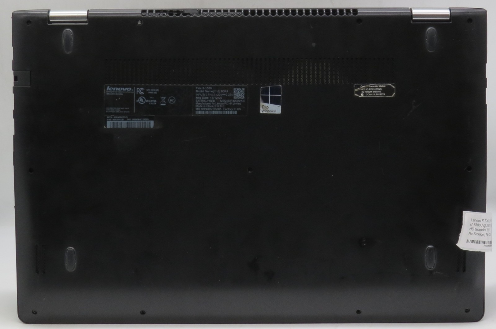 Lenovo Flex 3 | i7-6500U @ 2.50GHz | 8GB DDR3 | 15.6″ | No HDD/OS