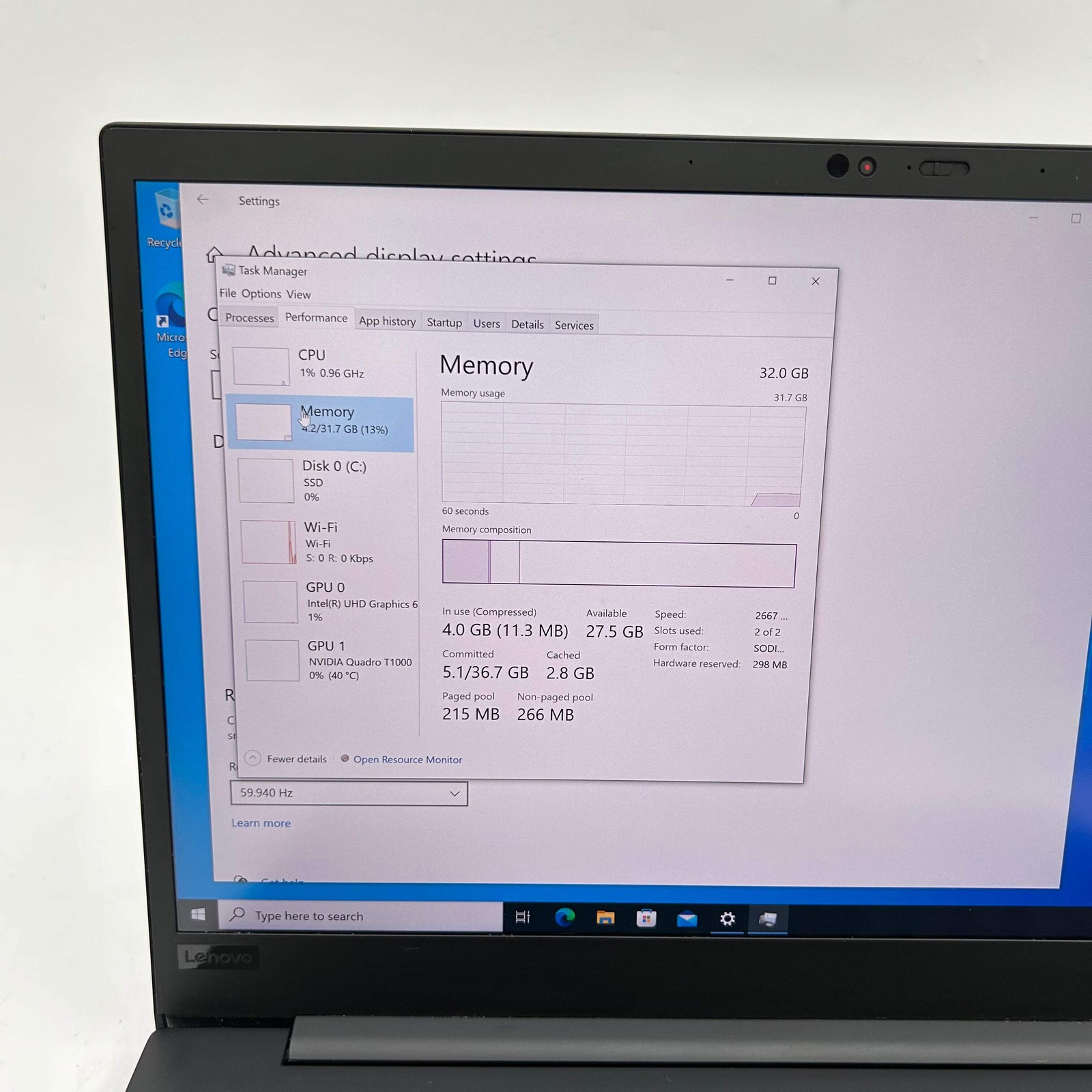 Lenovo ThinkPad P1 Gen 2 15.6″ i7-9850H 2.6GHz 32GB RAM 1TB SSD Quadro T1000