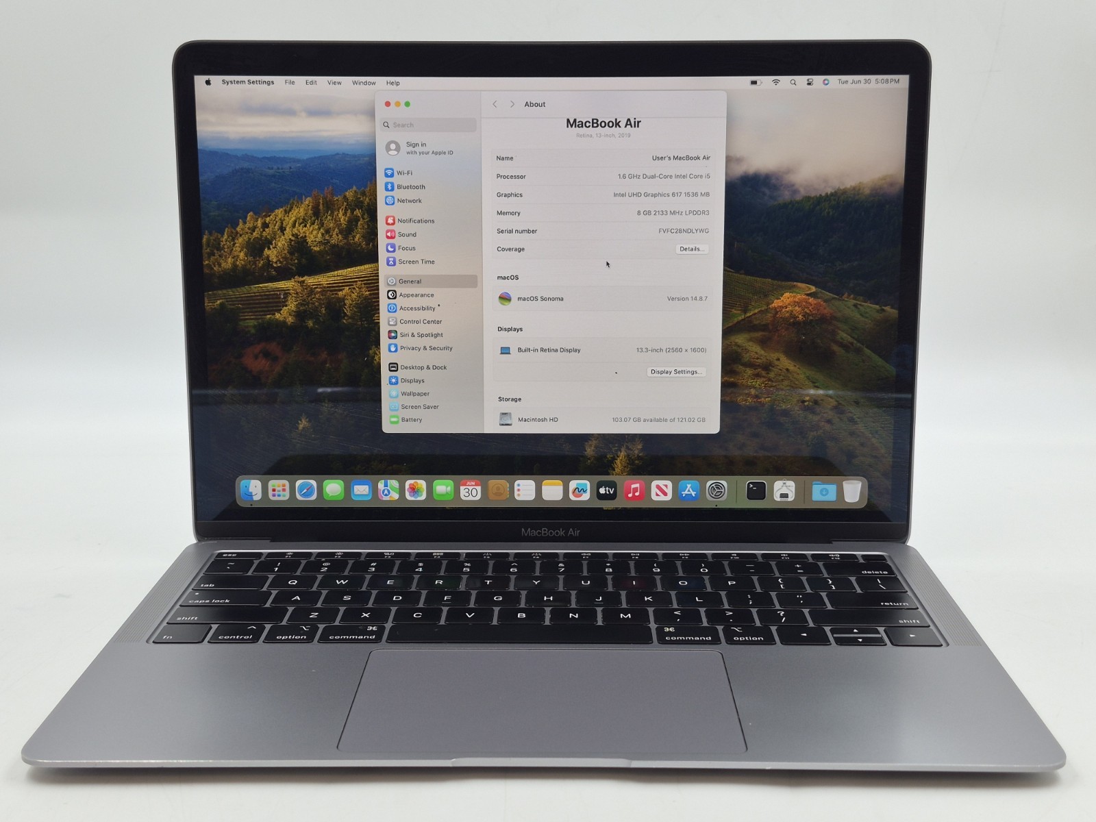 Apple MacBook Air 2019 A1932 1.60GHz i5-8210Y 8GB RAM 128GB NVMe macOS Sonoma