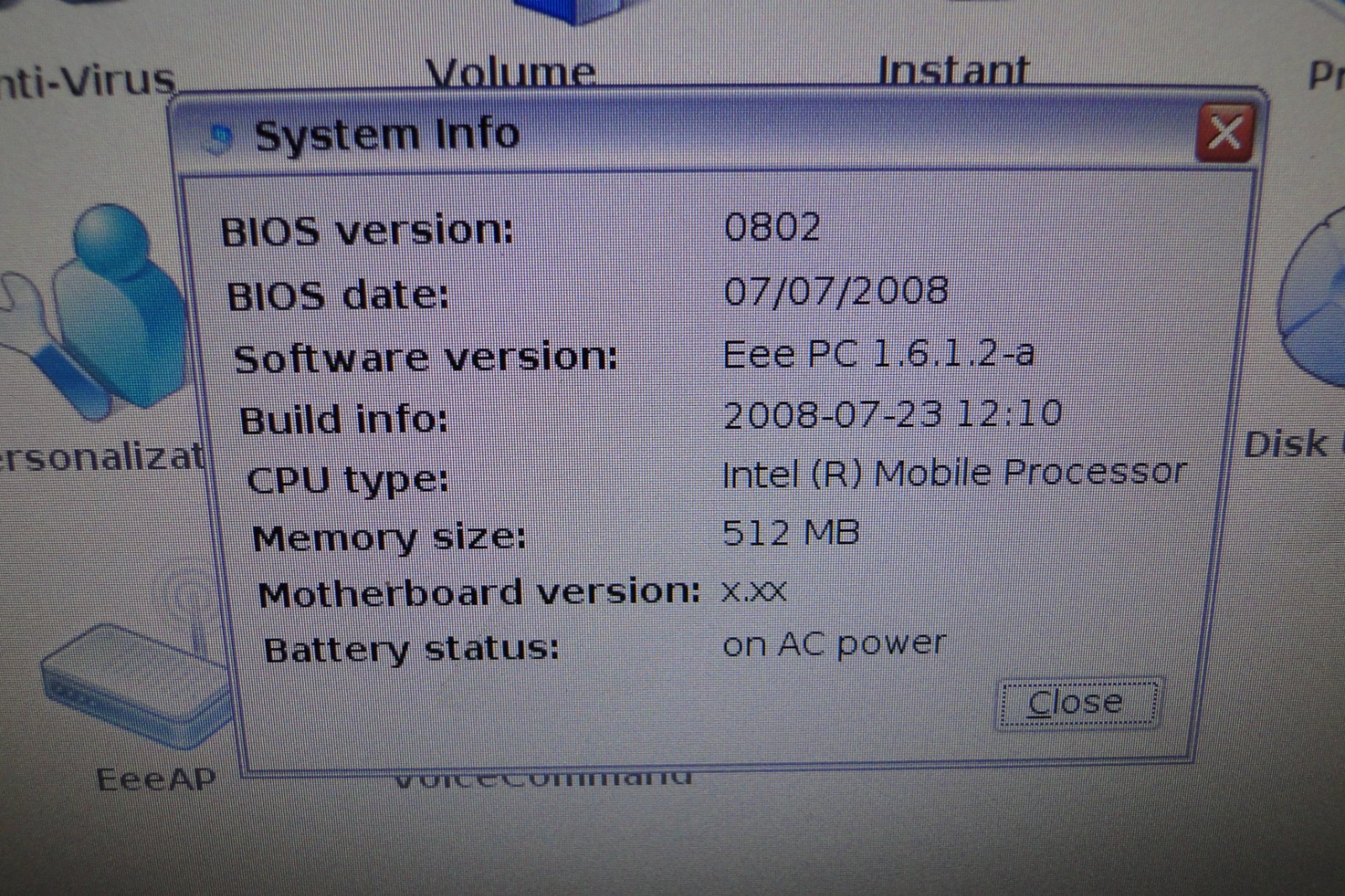 Asus Eee PC 900 Laptop Intel 512MB Ram Asus Operating OS W OEM GOOD BATTERY & AC