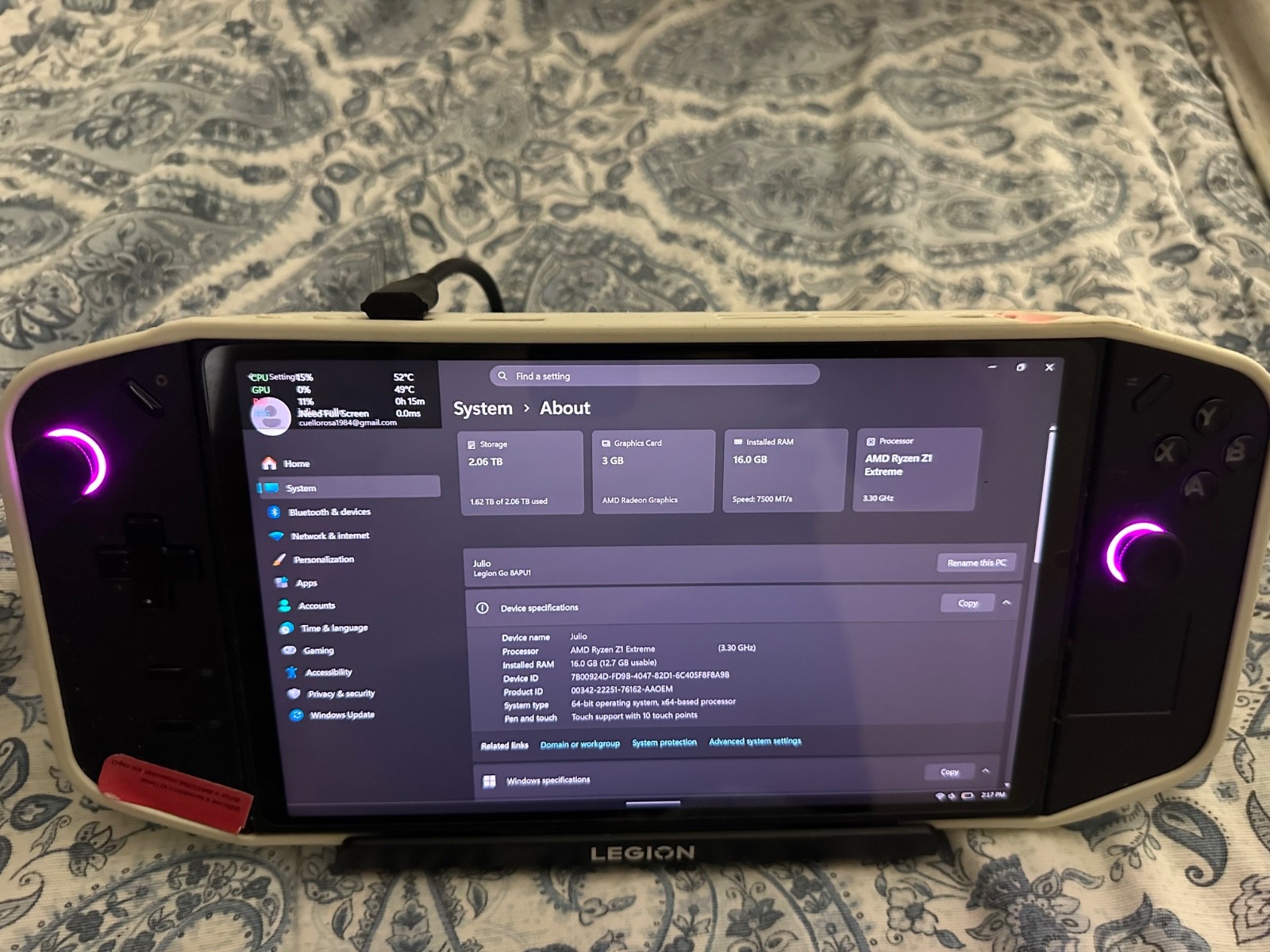 Lenovo Legion GO 8.8” (2TB SSD AMD Ryzen Z1 Extreme 3.3GHz 16GB RAM) Gaming…