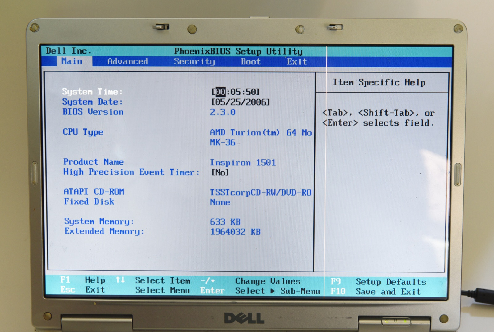 Dell Inspiron 1501 laptop