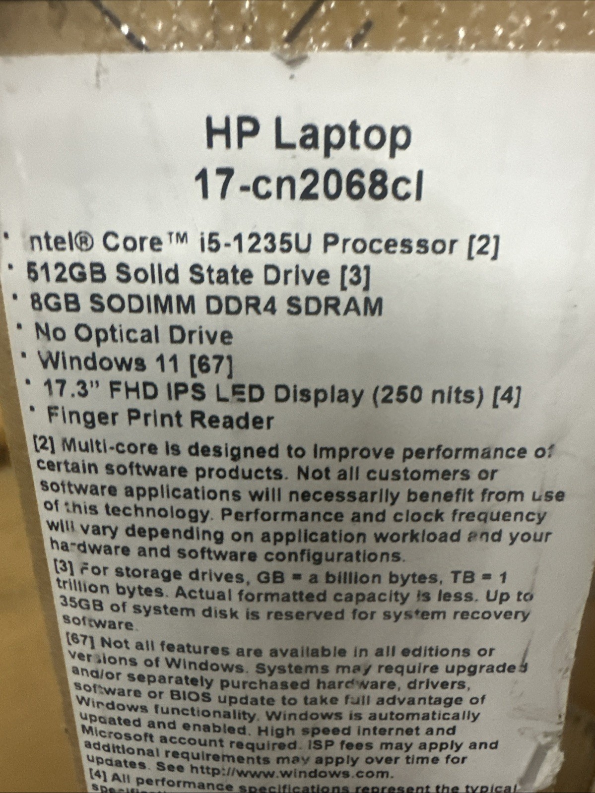 NEW HP 17.3″ i5-1235U 4.40GHz 8GB RAM 512GB SSD BACKLIT KEYBOARD WINDOWS 11 PRO