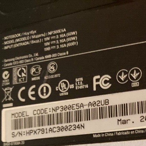 Samsung 300E5A/Core i3-Windows 7 /Webcam/DVD – 2350M CPU 2.30 GHZ 6.0GB 64 Bit O