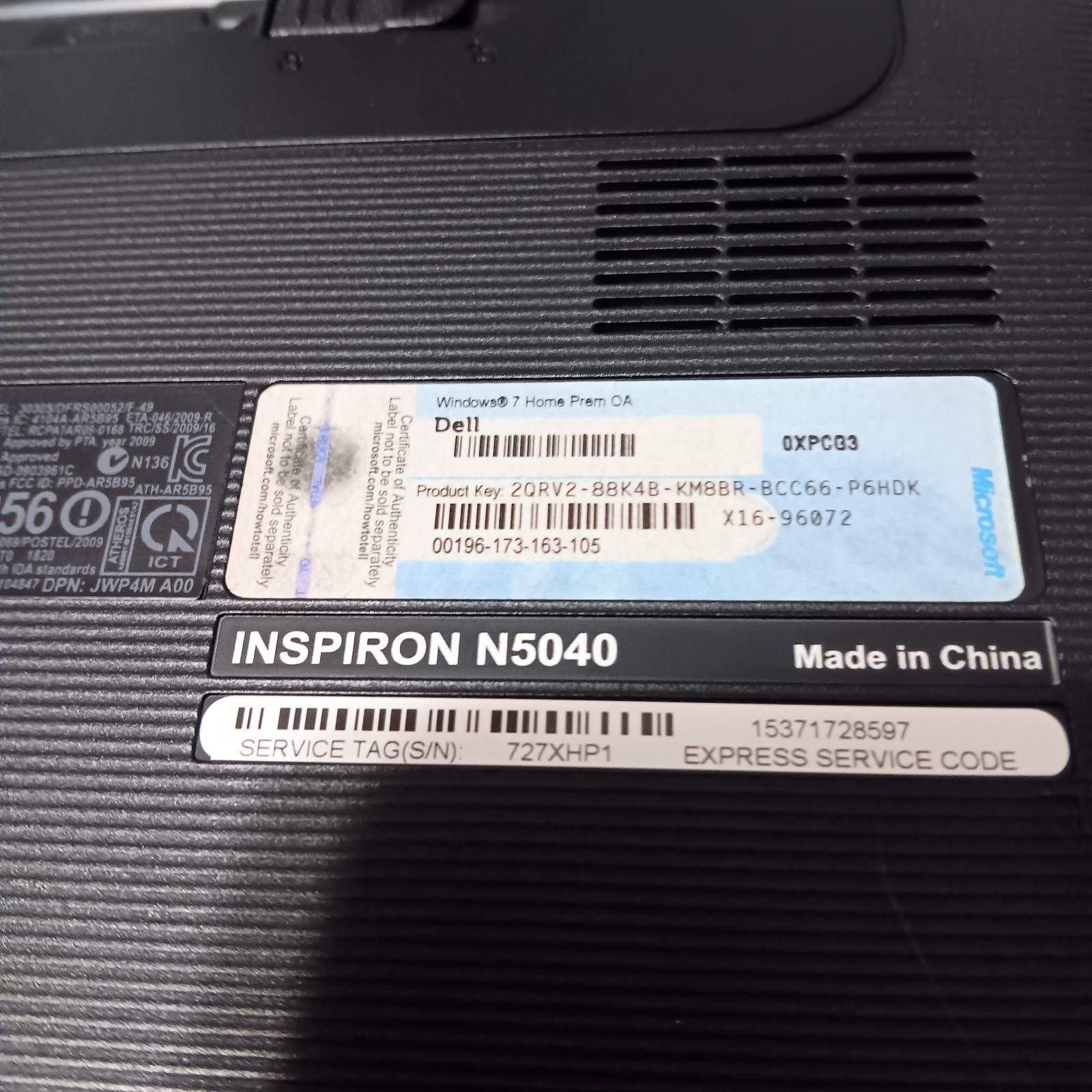 Dell Inspiron N5040 15.6″ Laptop i3-380M 2.53GHz 3GB RAM Charger-No OS/Battery