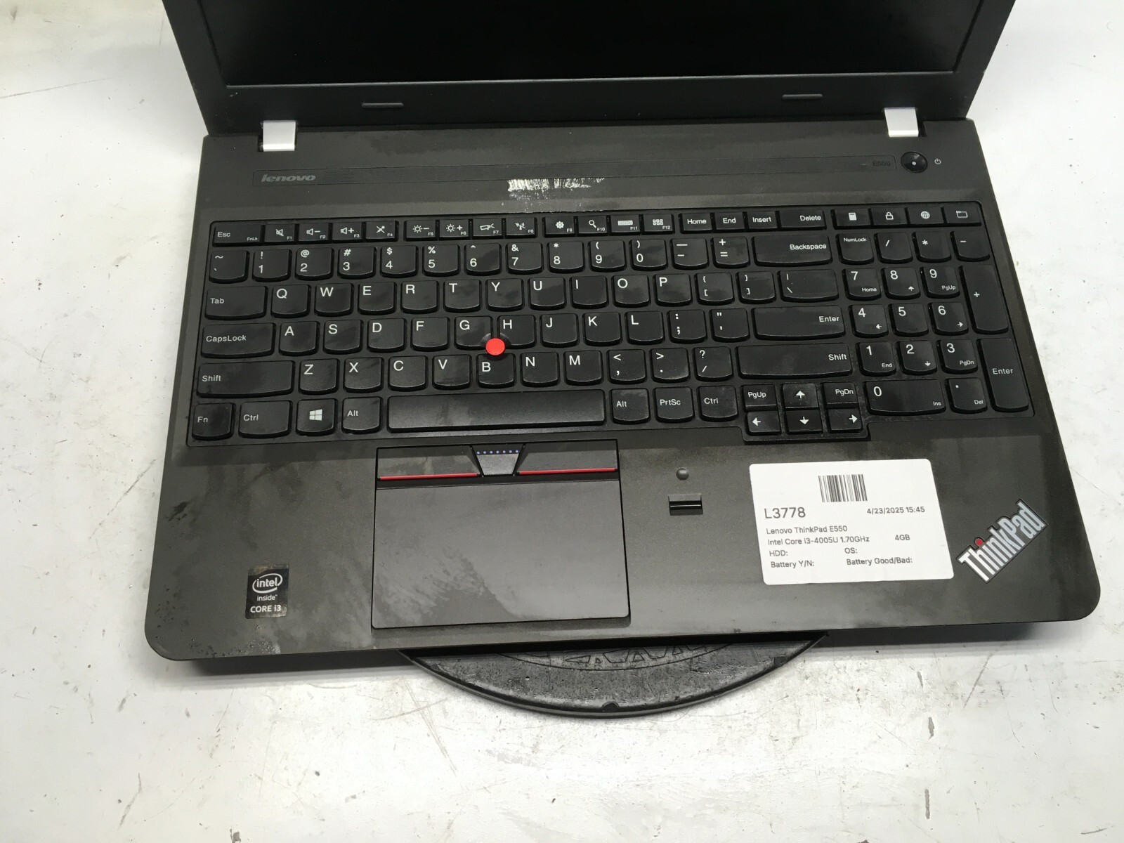 Lenovo ThinkPad E550 Intel Core i3-4005U 1.70GHz 4GB NO HDD