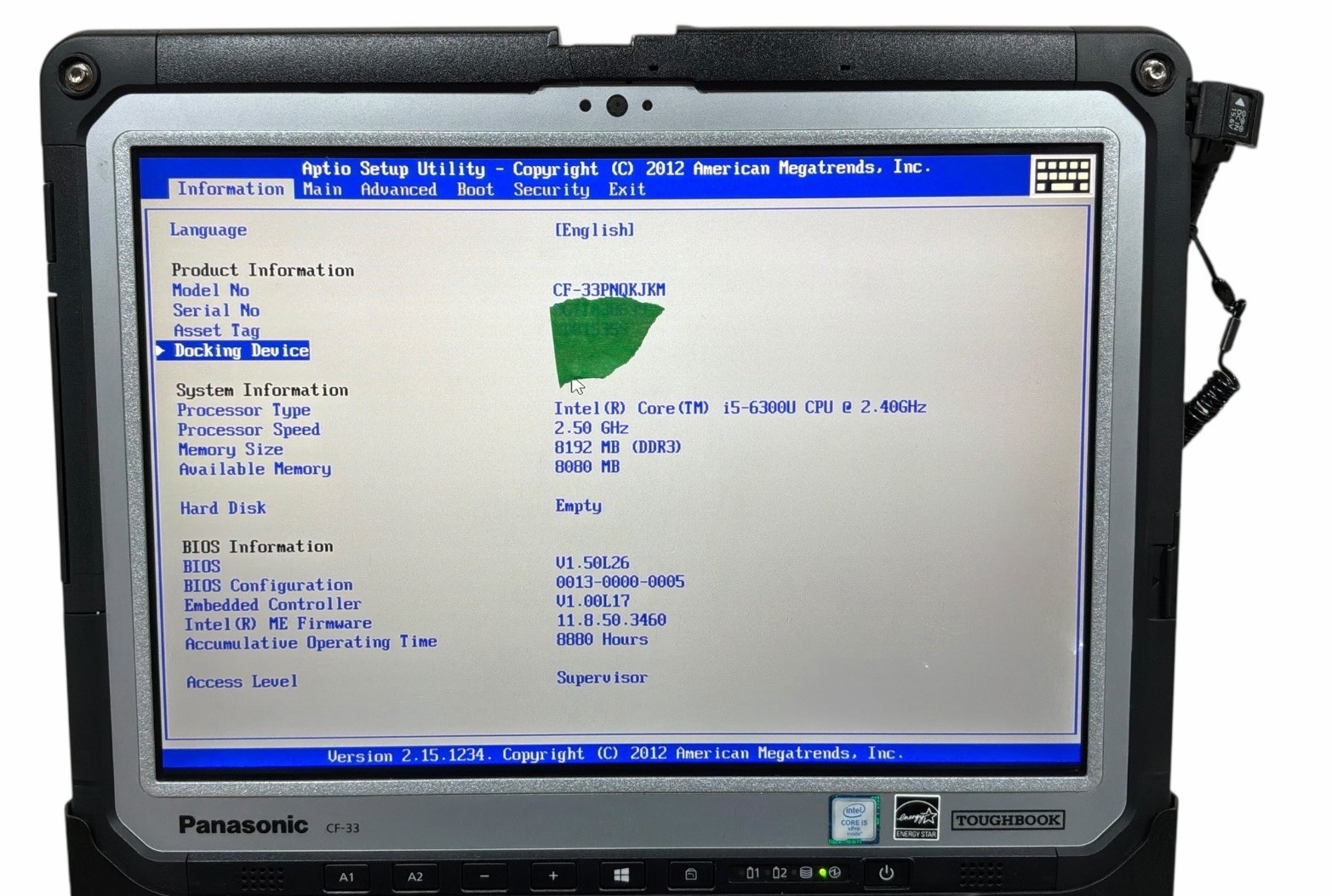 Panasonic Toughbook CF-33 i5-6TH GEN 2.4GHz 8GB RAM TOUCH 8,880 OPERATING HOURS