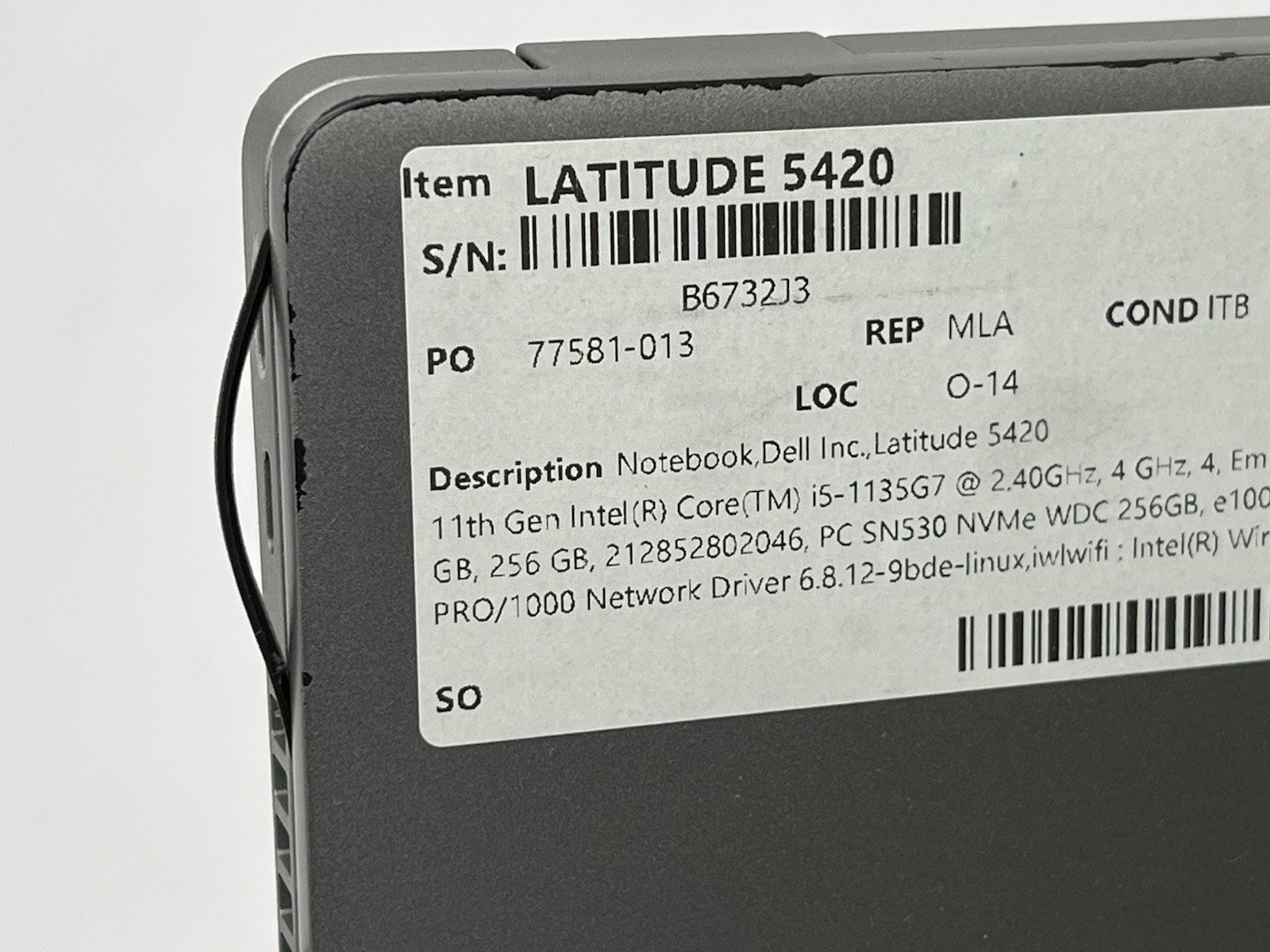 Dell Latitude 5420, i5-1135G7, @ 2.40GHz, 8GB RAM, 256GB NVMe-No OS/Charger