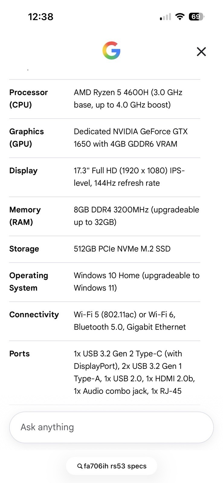 ASUS TUF Gaming A17 FA706IH-RS53 Laptop