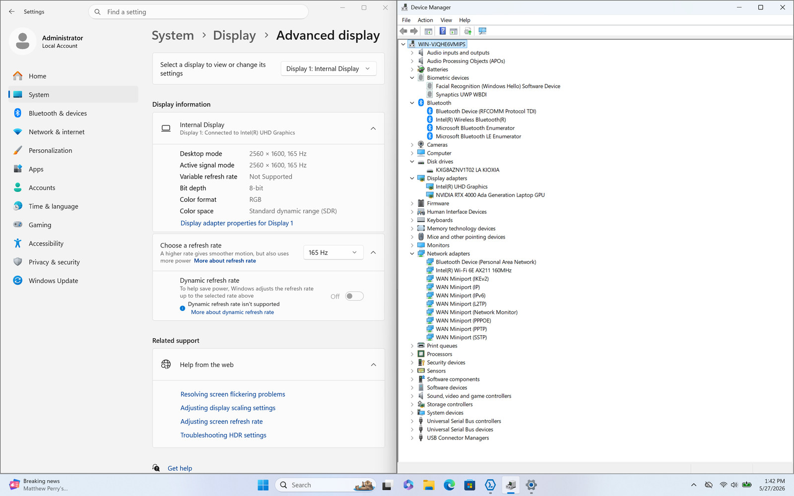 Lenovo ThinkPad P16 Gen 2 16″ i7-13700HX 32GB 1TB RTX 4000 Ada Win11 Pro Wty