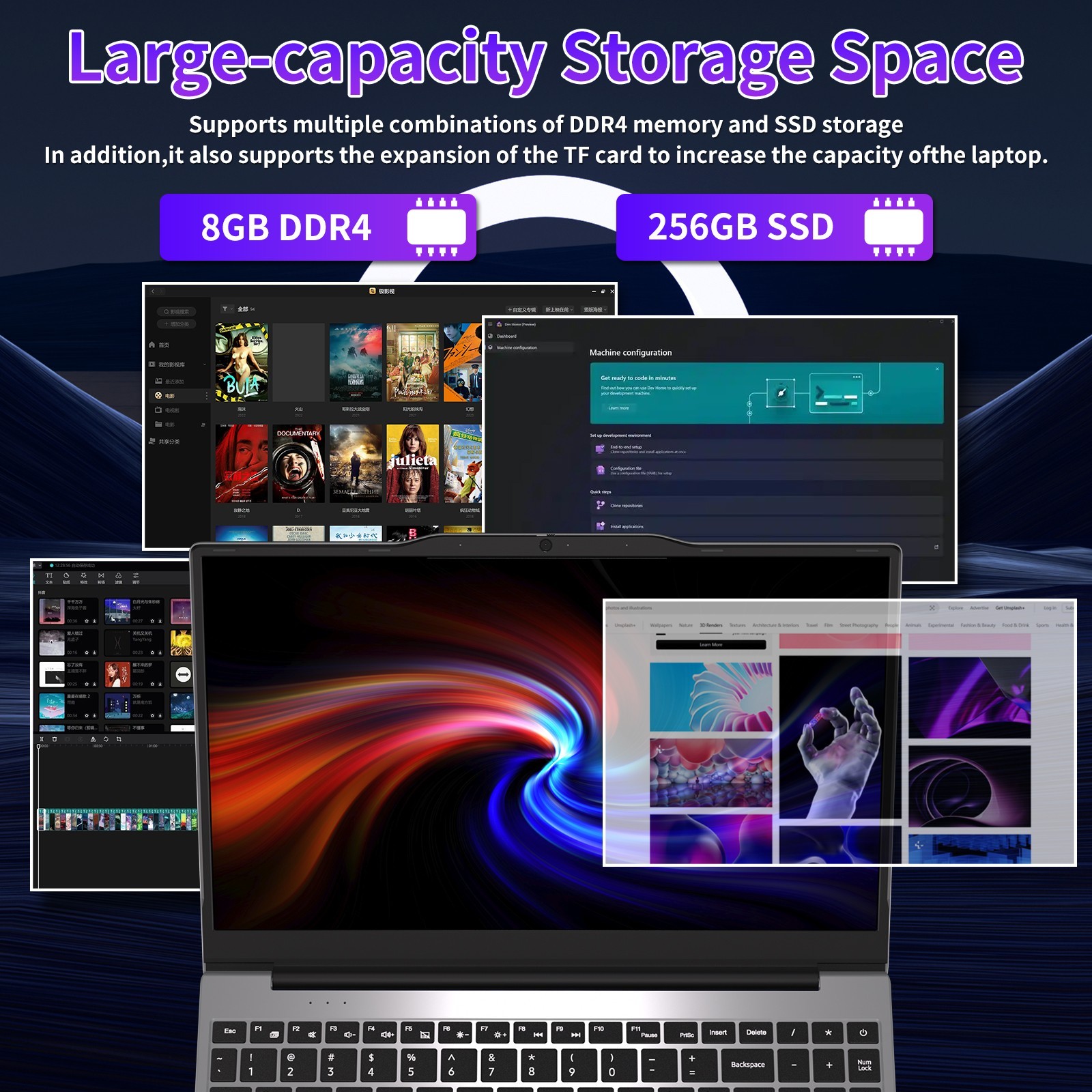 Auusda 14.1” New Laptop, Intel N5095, 8GB RAM, 256GB SSD, W11 Pro, Dual Channel